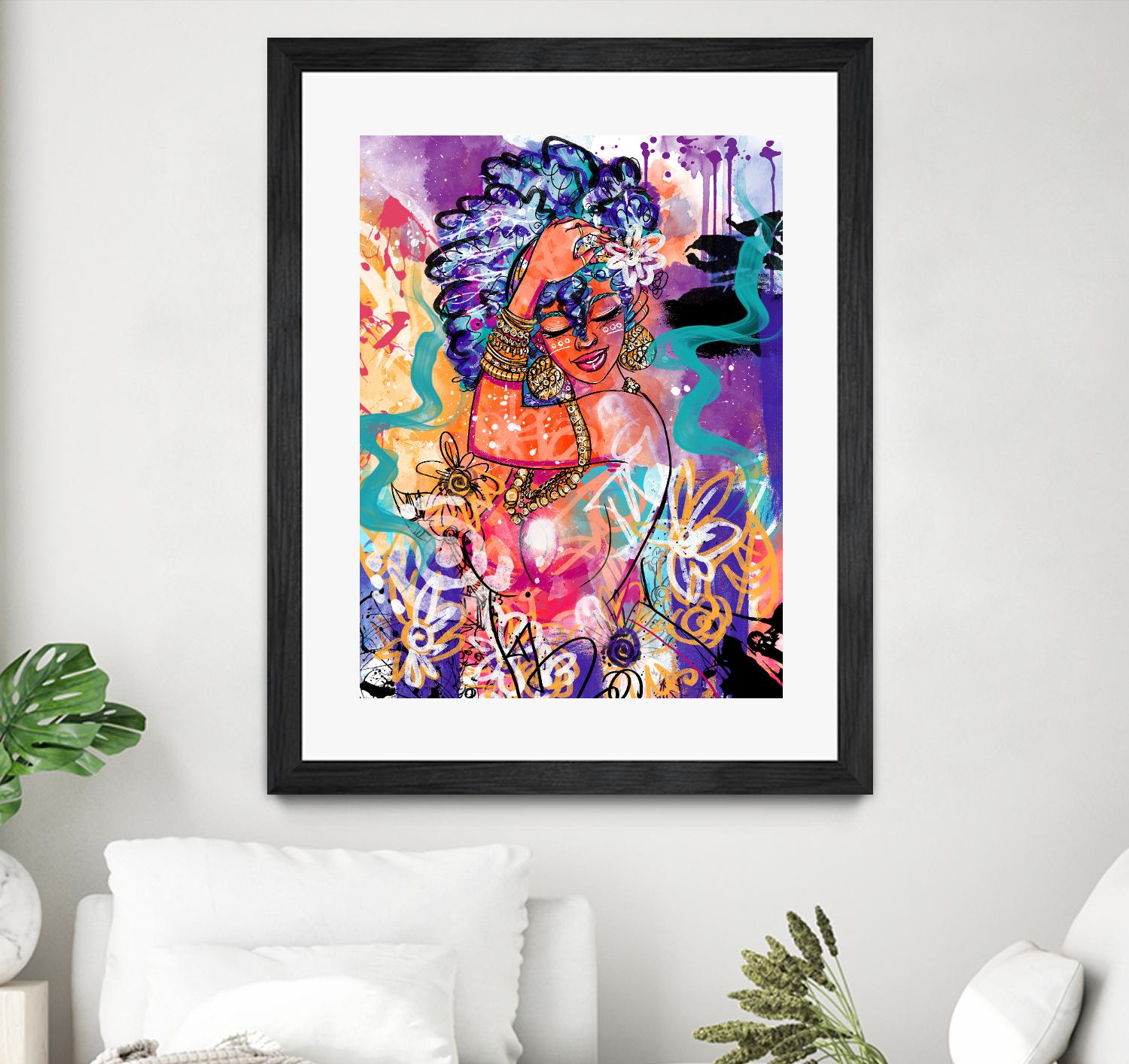 Gold Flowers by Justin Copeland on GIANT ART - multicolor ethnic; figurative; contemporary