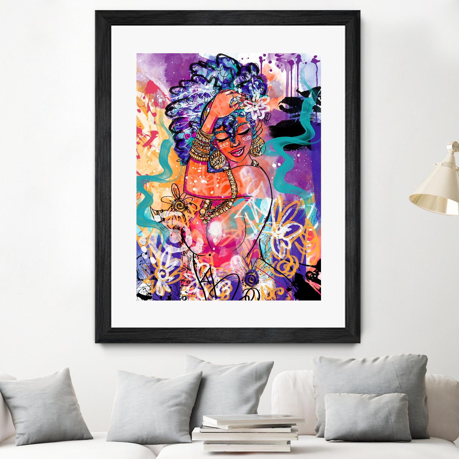 Gold Flowers by Justin Copeland on GIANT ART - multicolor ethnic; figurative; contemporary