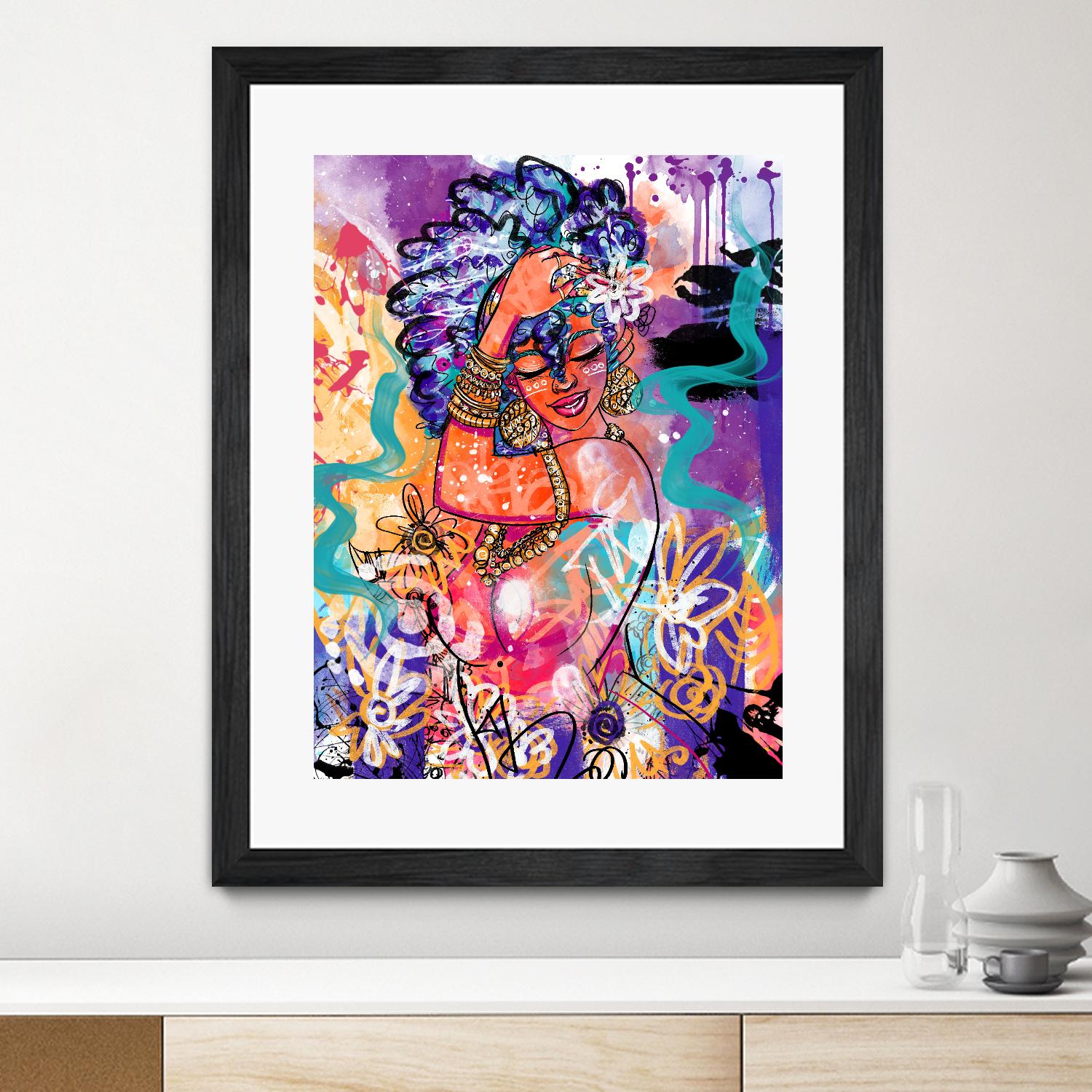 Gold Flowers by Justin Copeland on GIANT ART - multicolor ethnic; figurative; contemporary