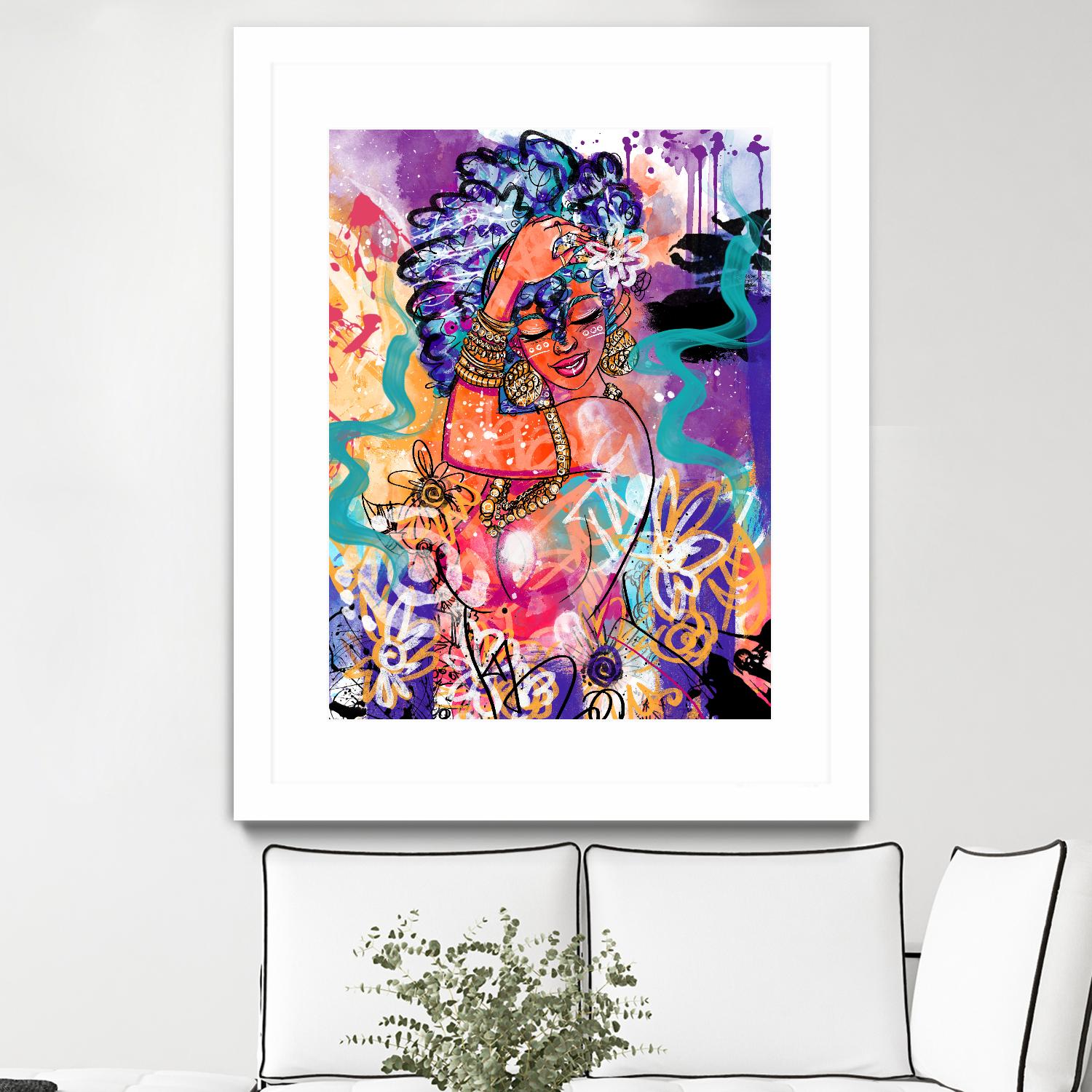 Gold Flowers by Justin Copeland on GIANT ART - multicolor ethnic; figurative; contemporary