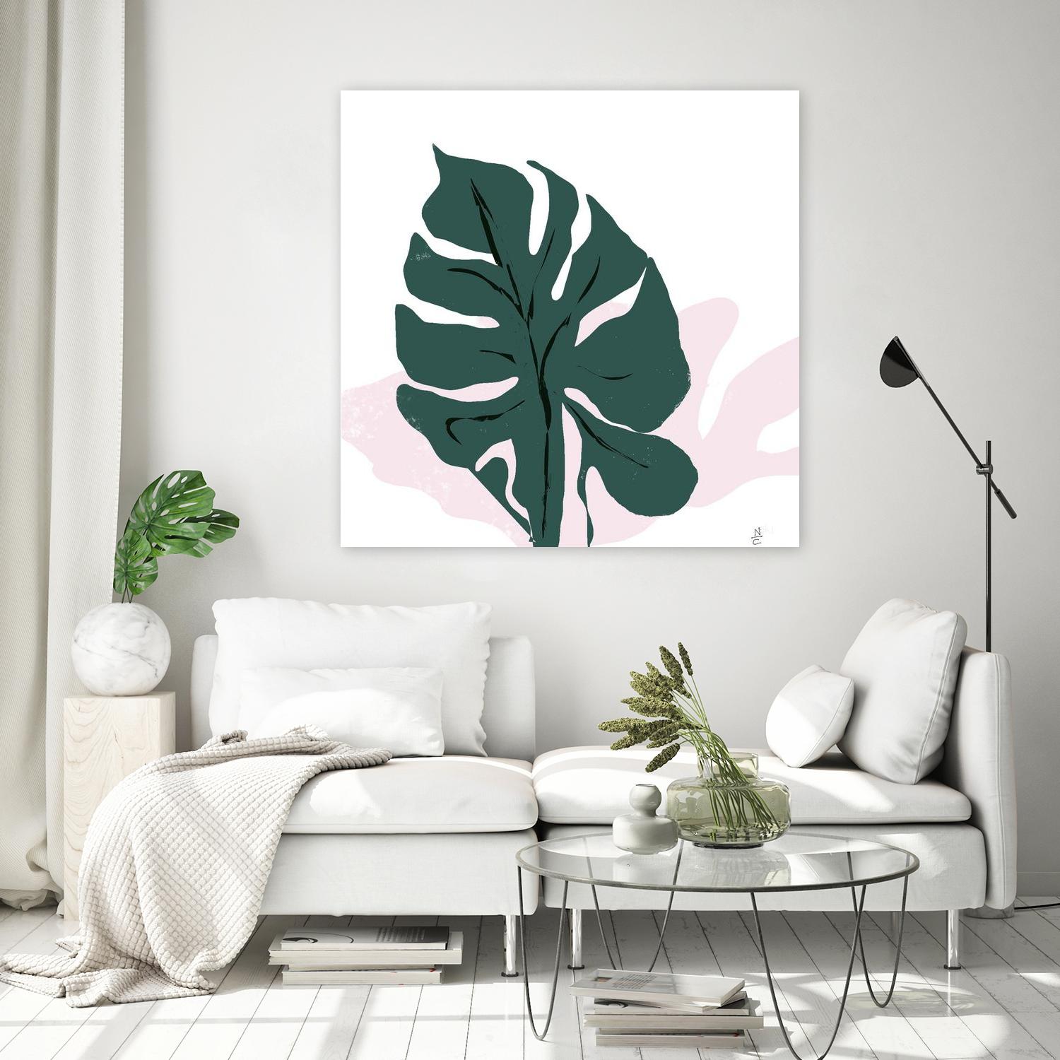 Pink Shadow by Niya Christine on GIANT ART - green contemporary, floral/still life, leaves