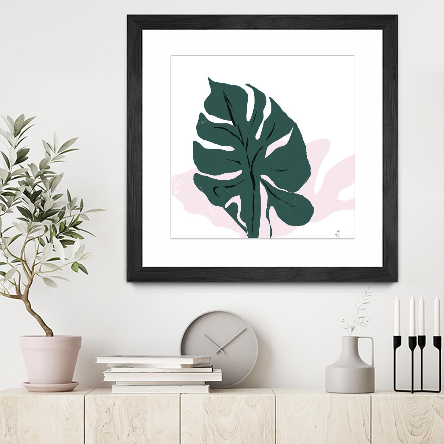 Pink Shadow by Niya Christine on GIANT ART - green contemporary, floral/still life, leaves