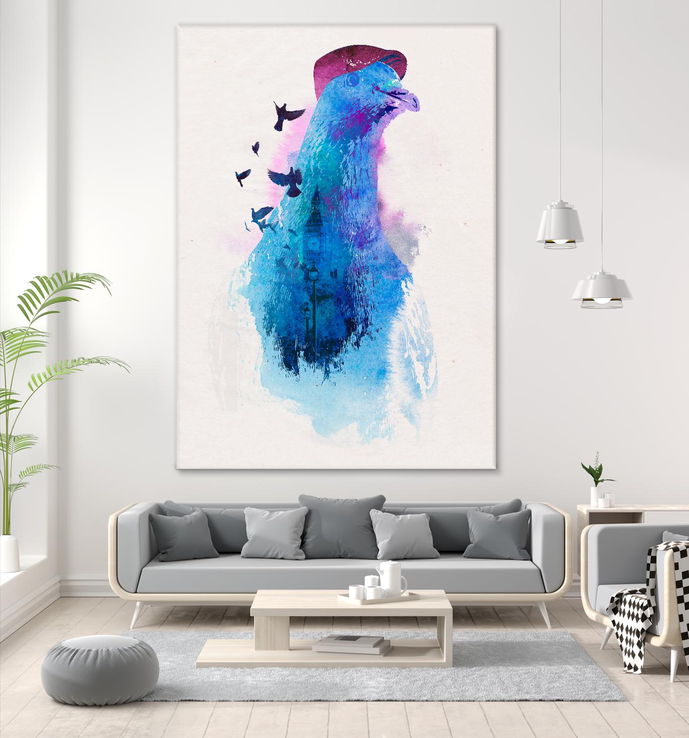 Everybody Flies to London by Robert Farkas on GIANT ART - pink animals