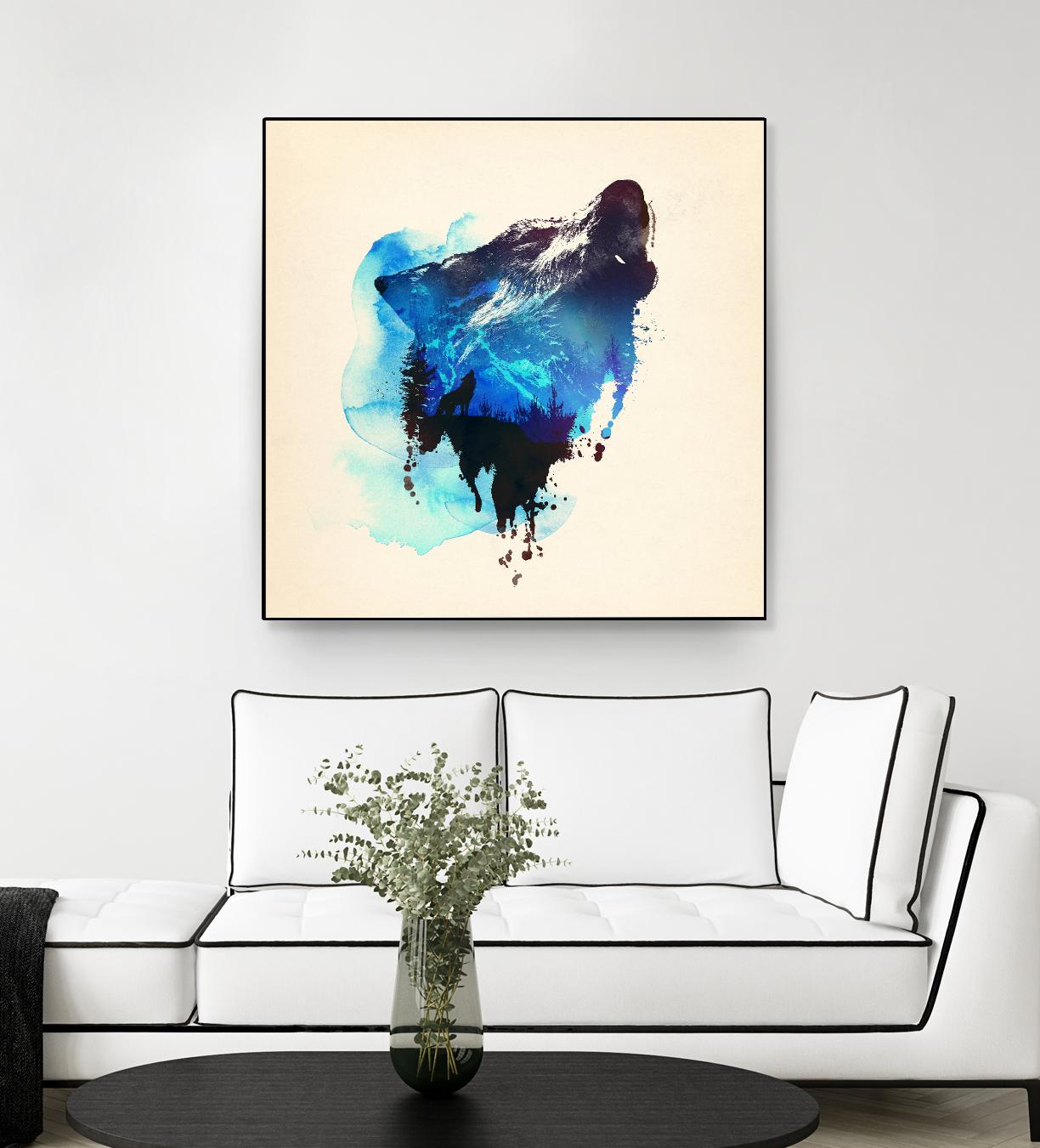 Alone as a Wolf by Robert Farkas on GIANT ART - blue animals