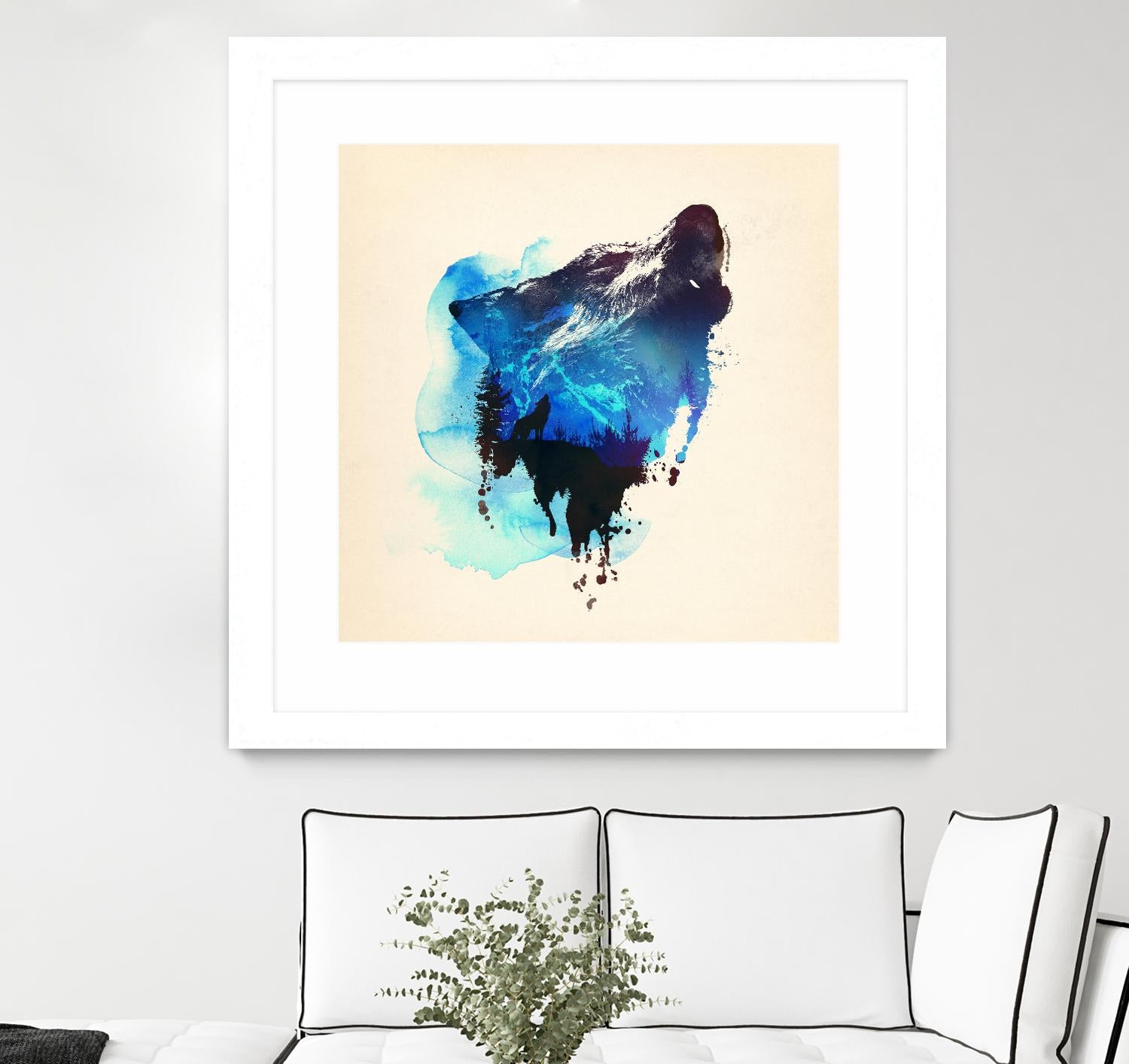 Alone as a Wolf by Robert Farkas on GIANT ART - blue animals