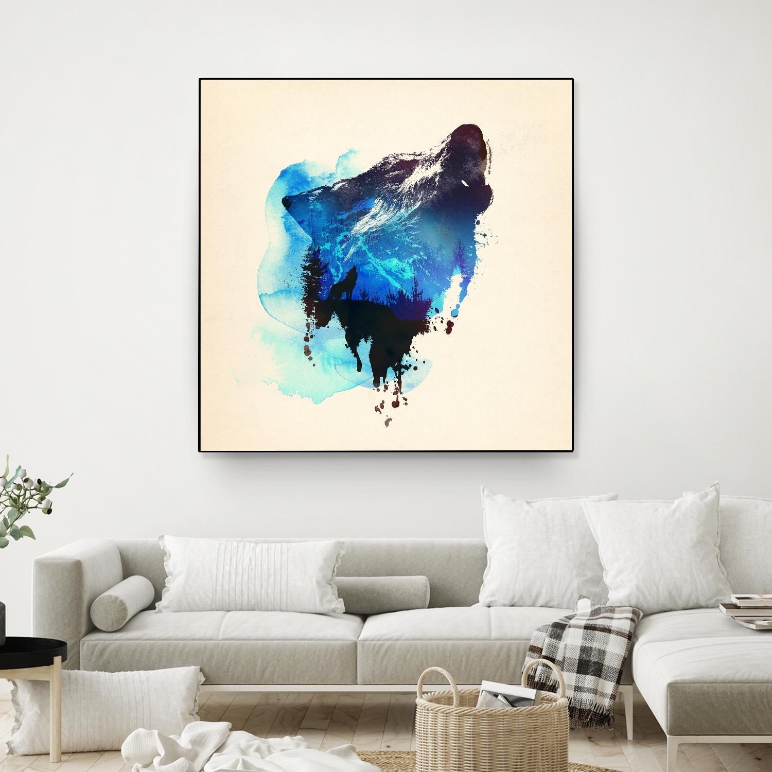 Alone as a Wolf by Robert Farkas on GIANT ART - blue animals