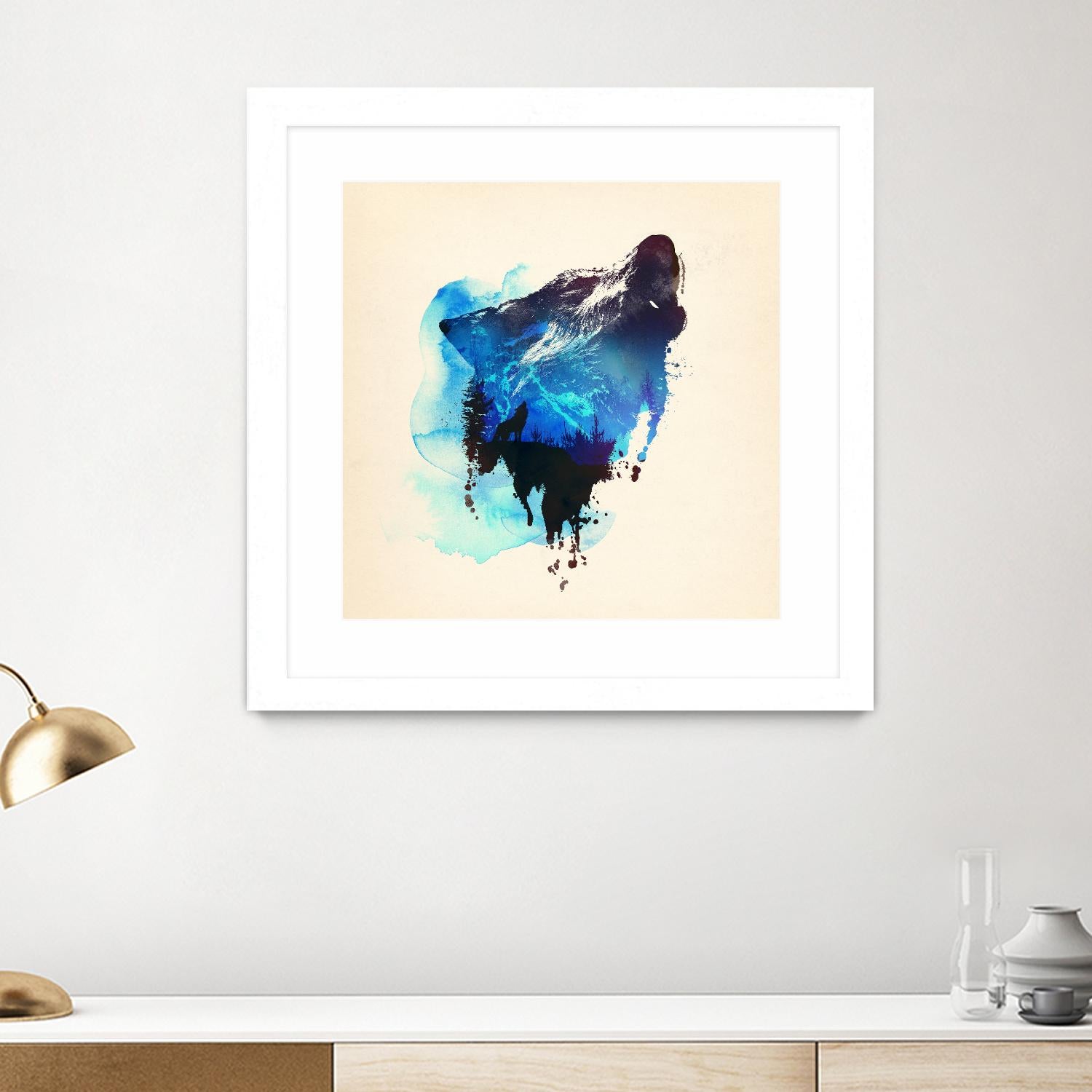 Alone as a Wolf by Robert Farkas on GIANT ART - blue animals