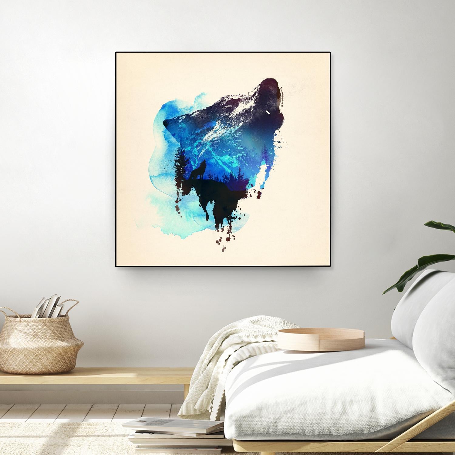 Alone as a Wolf by Robert Farkas on GIANT ART - blue animals