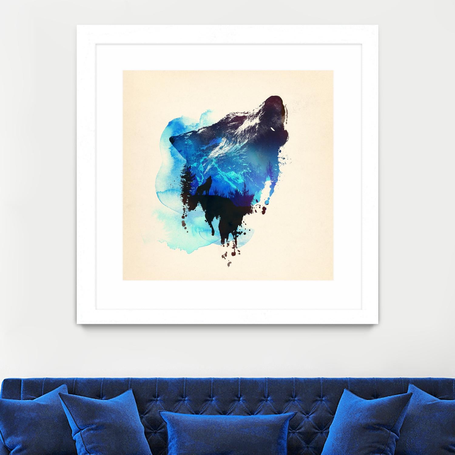 Alone as a Wolf by Robert Farkas on GIANT ART - blue animals