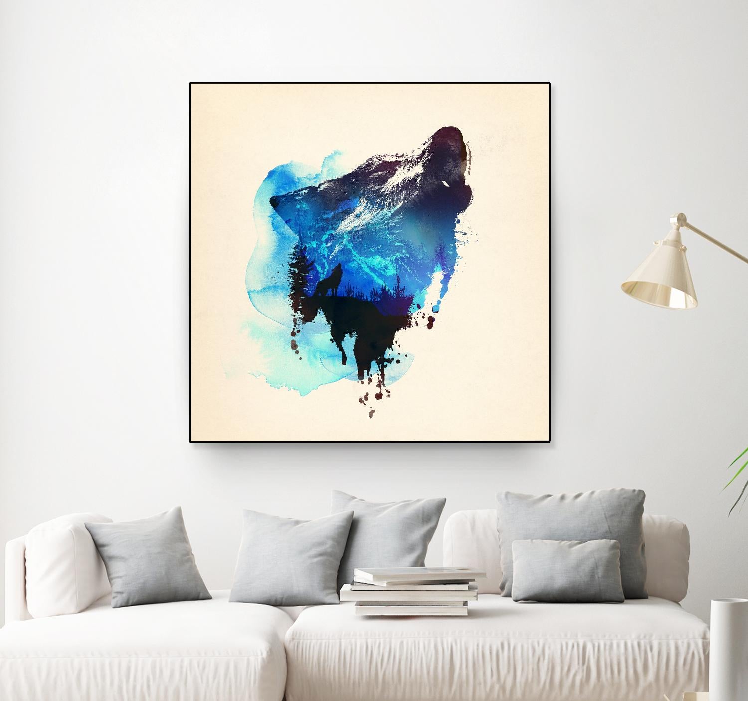 Alone as a Wolf by Robert Farkas on GIANT ART - blue animals