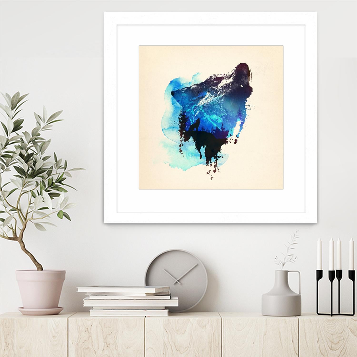 Alone as a Wolf by Robert Farkas on GIANT ART - blue animals