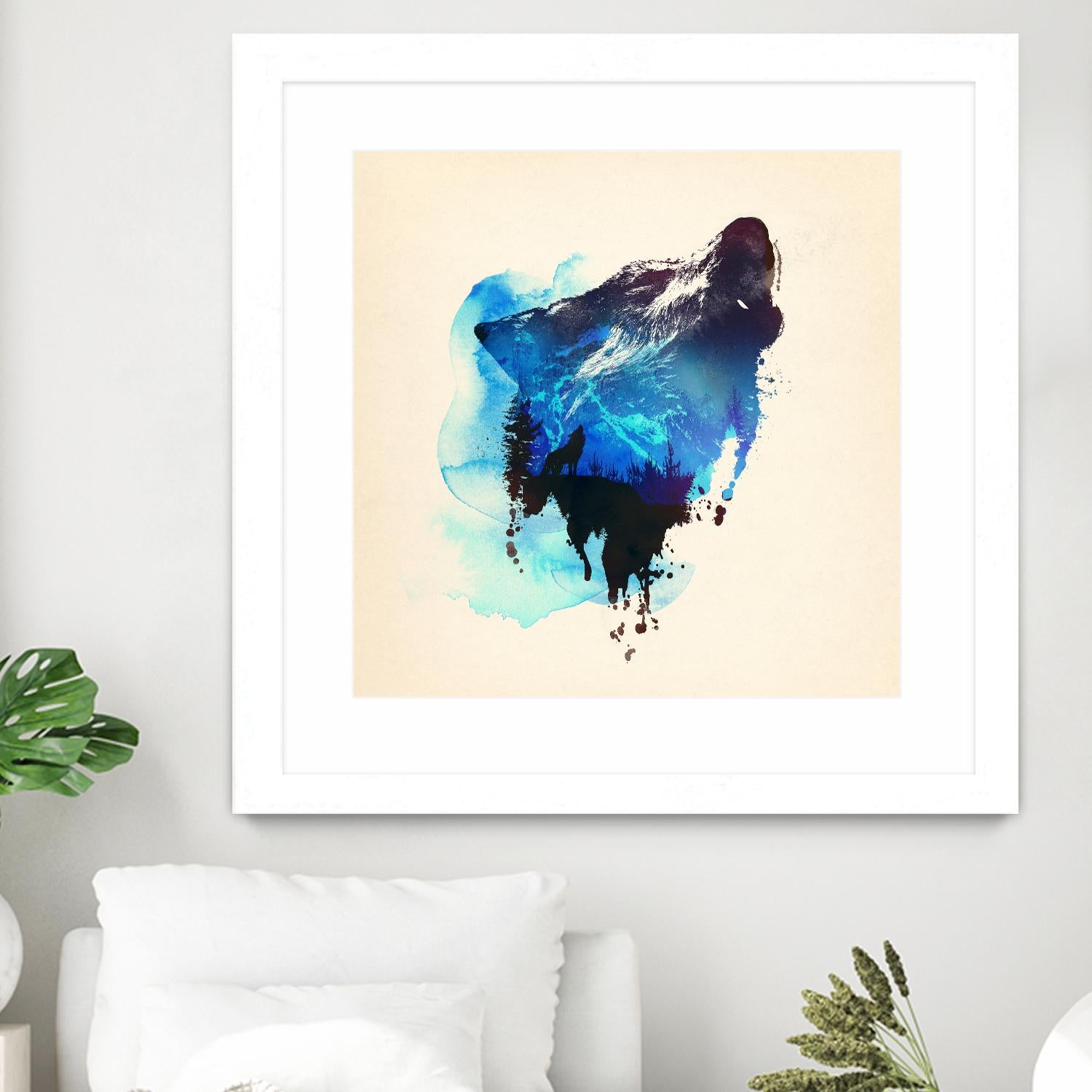 Alone as a Wolf by Robert Farkas on GIANT ART - blue animals