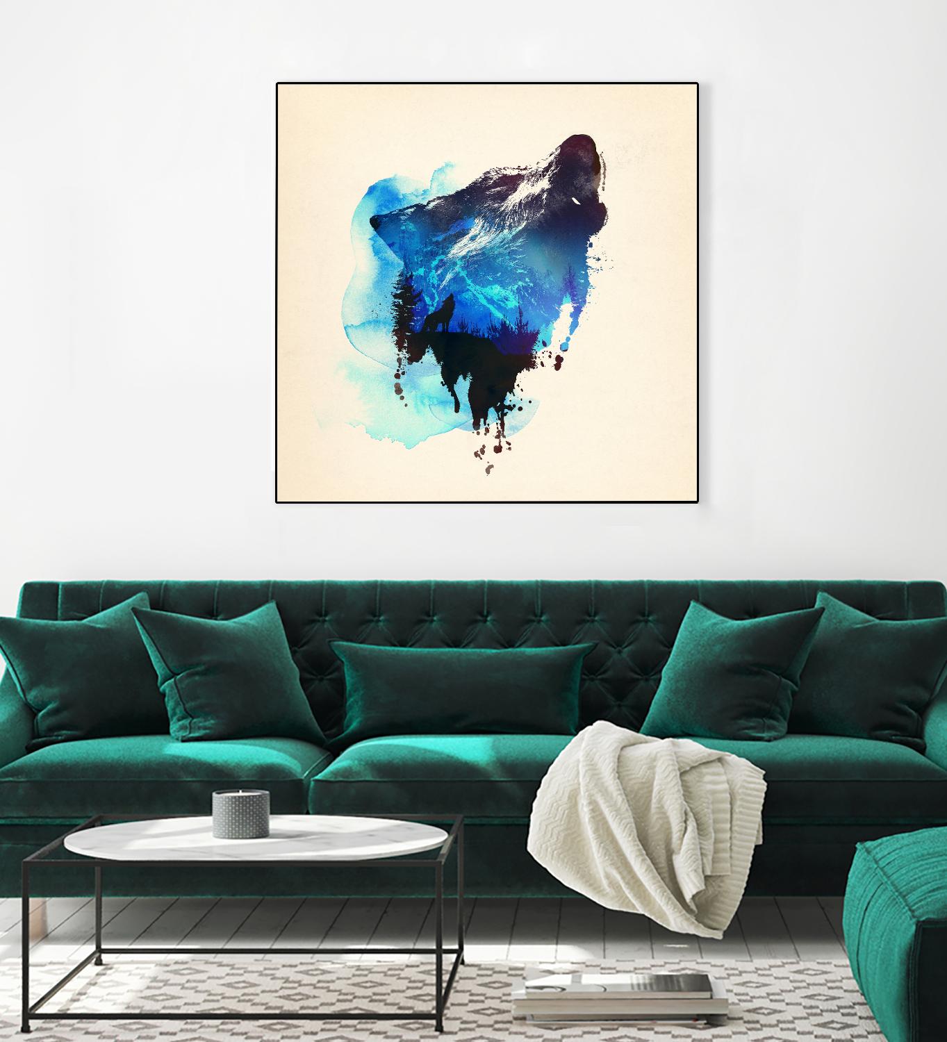 Alone as a Wolf by Robert Farkas on GIANT ART - blue animals