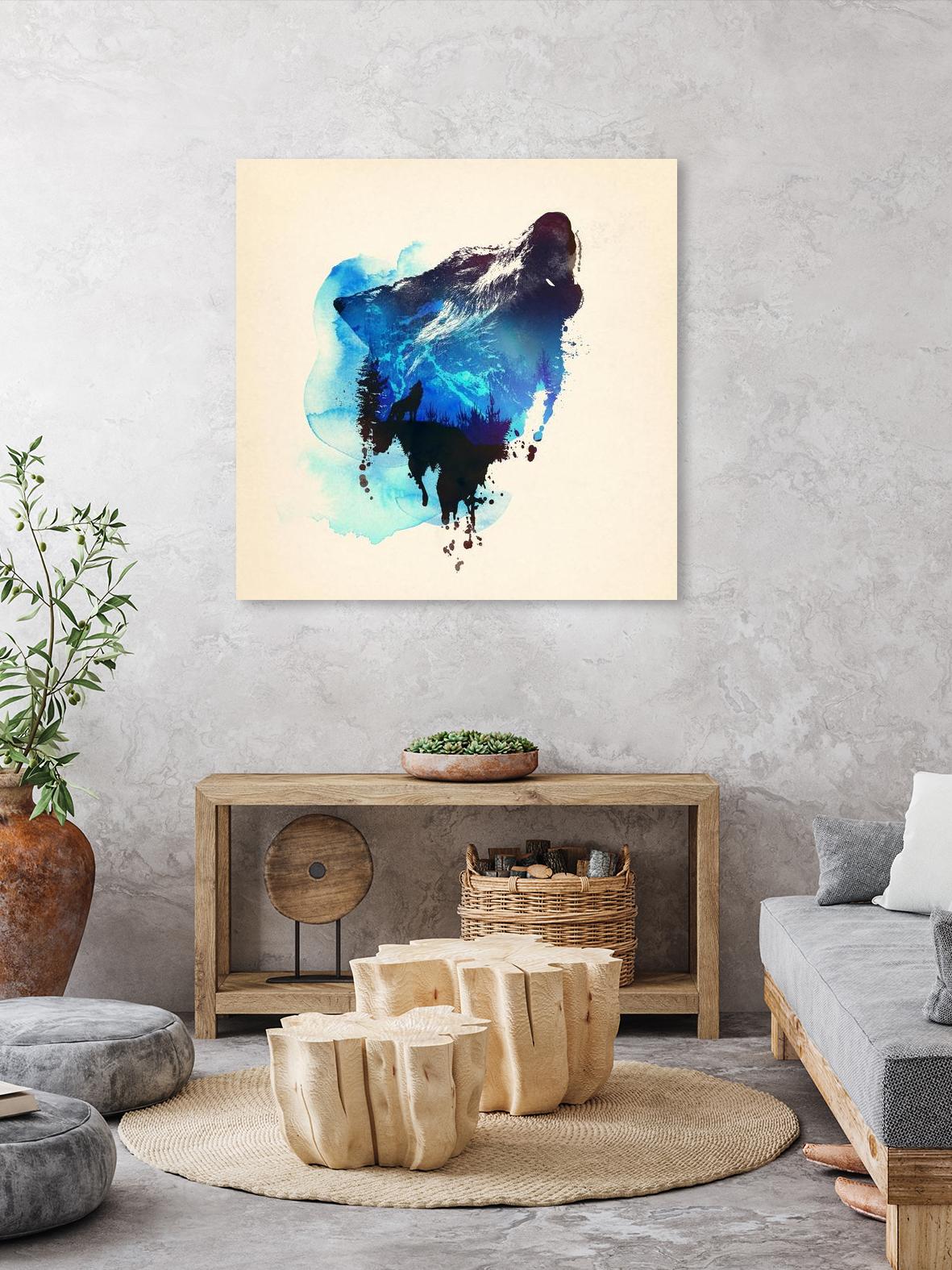 Alone as a Wolf by Robert Farkas on GIANT ART - blue animals