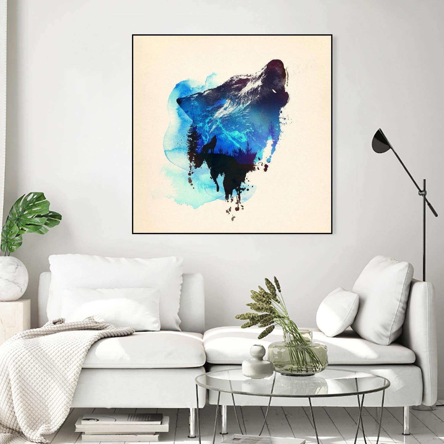 Alone as a Wolf by Robert Farkas on GIANT ART - blue animals