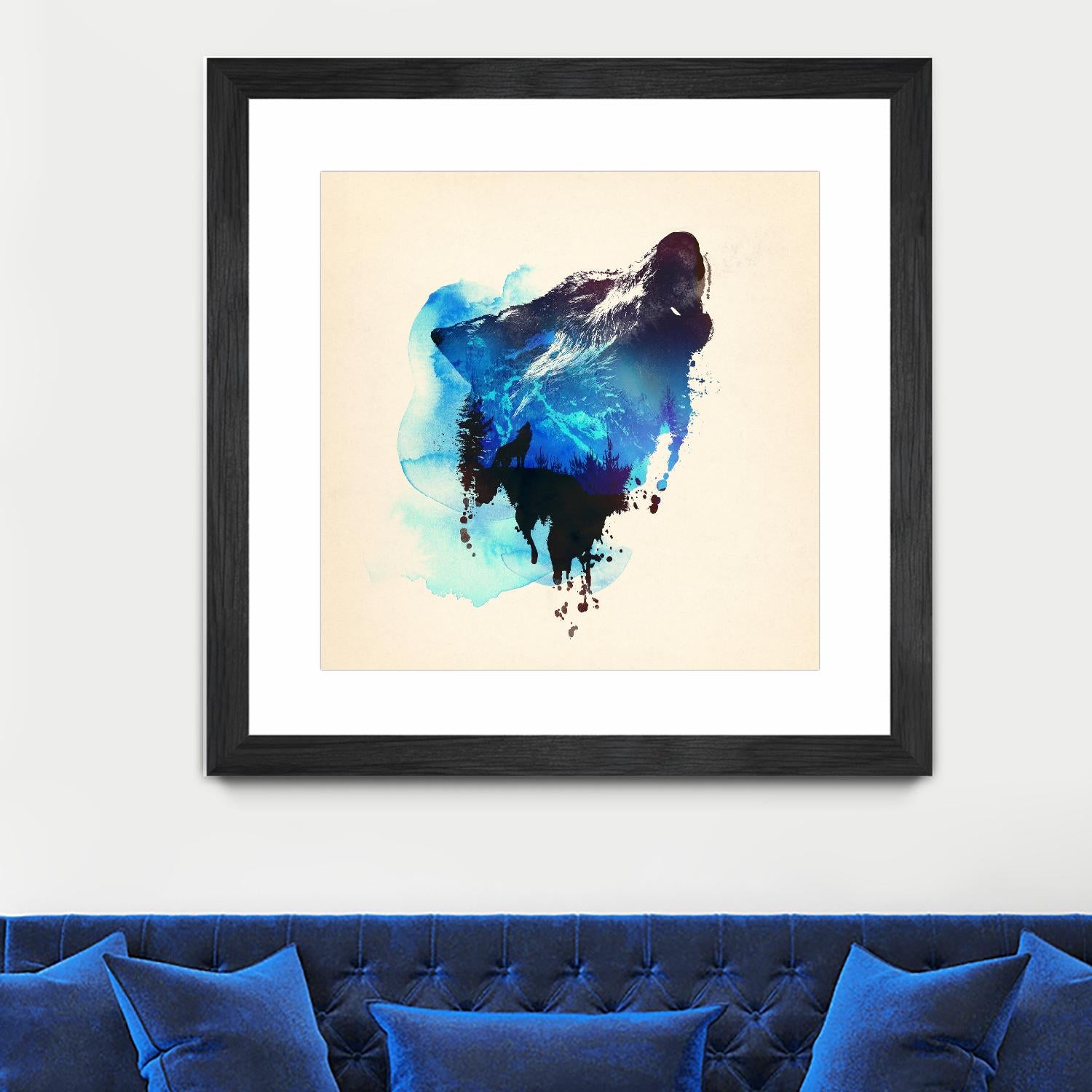 Alone as a Wolf by Robert Farkas on GIANT ART - blue animals