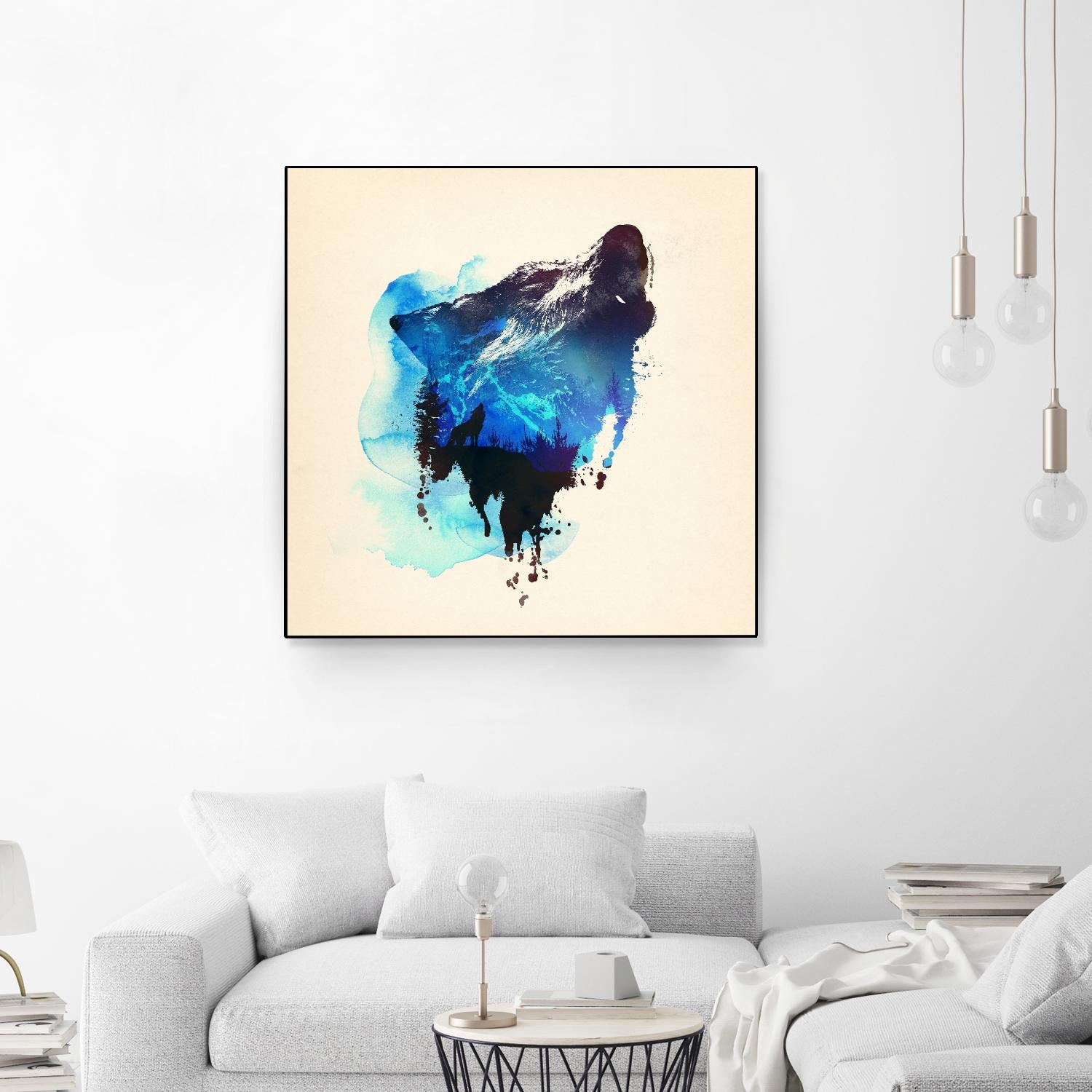 Alone as a Wolf by Robert Farkas on GIANT ART - blue animals