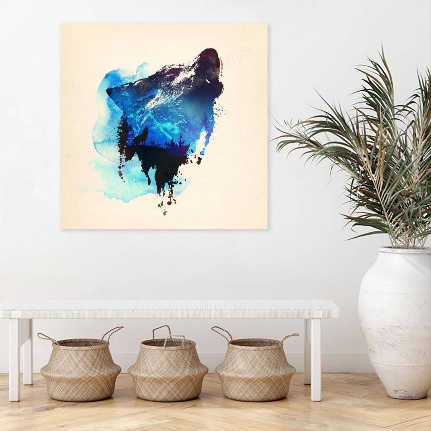 Alone as a Wolf by Robert Farkas on GIANT ART - blue animals