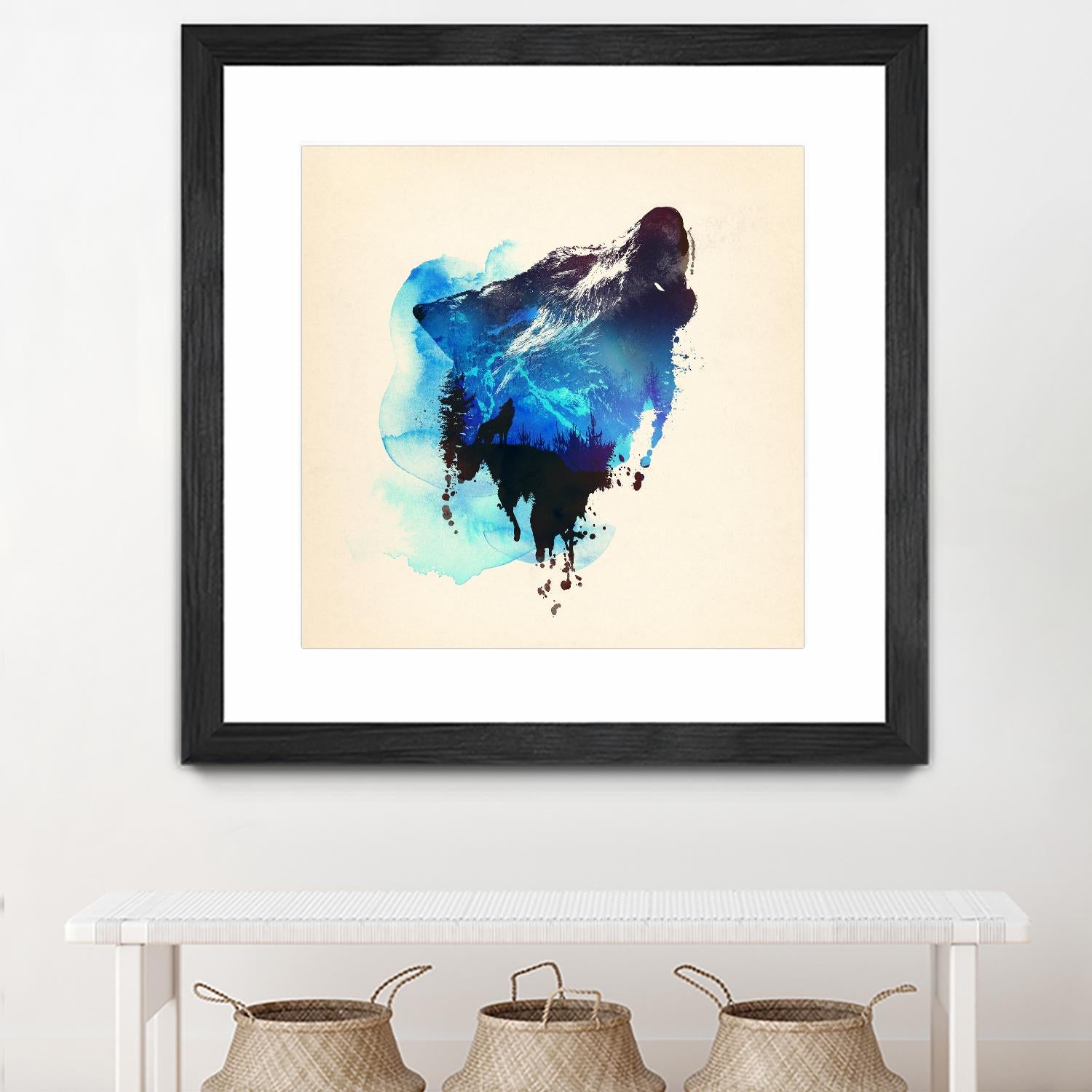 Alone as a Wolf by Robert Farkas on GIANT ART - blue animals