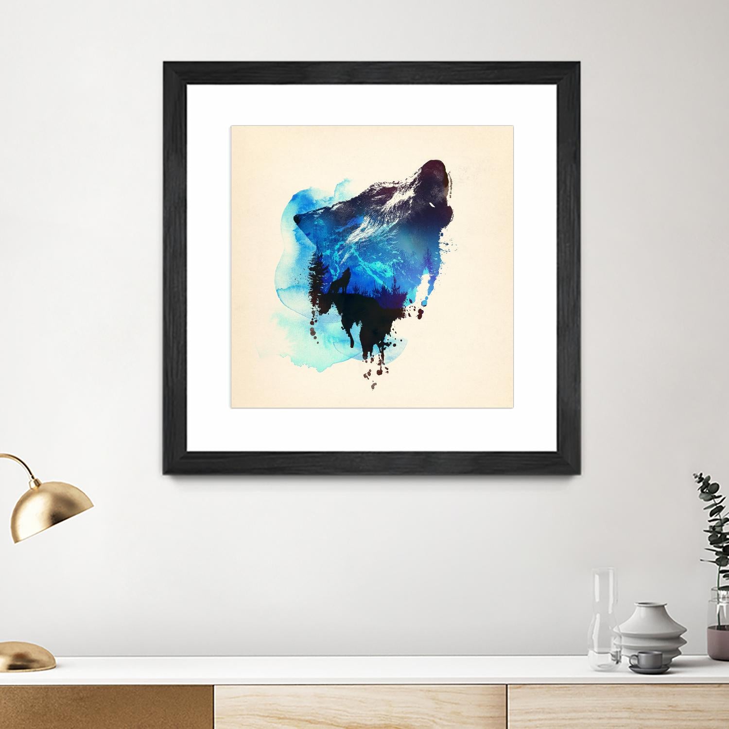 Alone as a Wolf by Robert Farkas on GIANT ART - blue animals