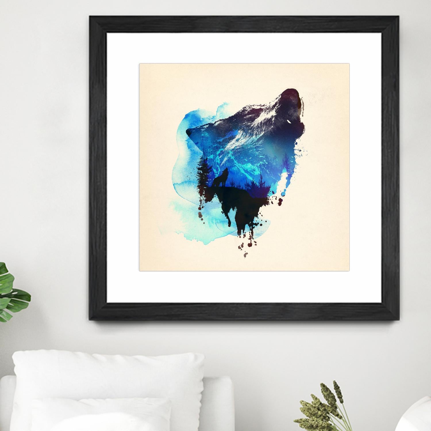 Alone as a Wolf by Robert Farkas on GIANT ART - blue animals