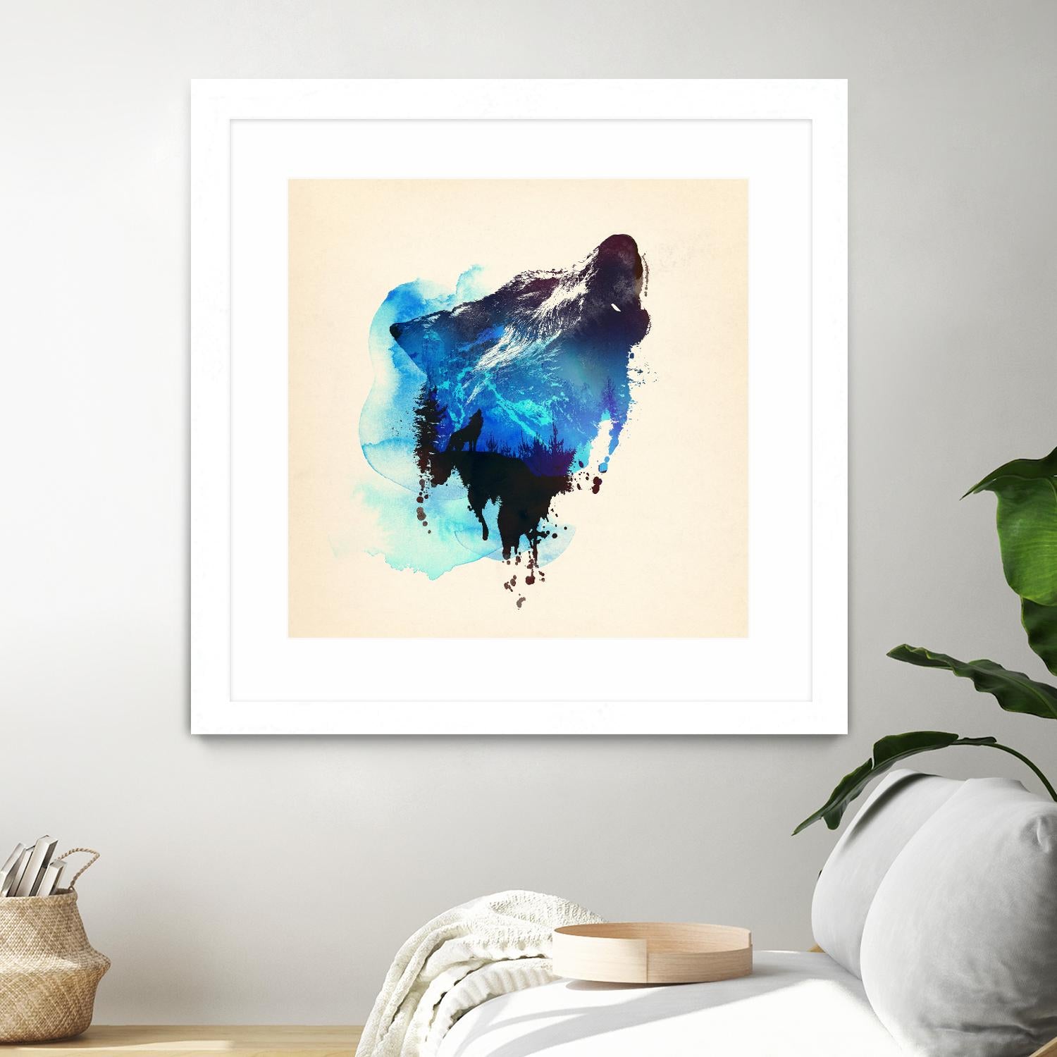 Alone as a Wolf by Robert Farkas on GIANT ART - blue animals