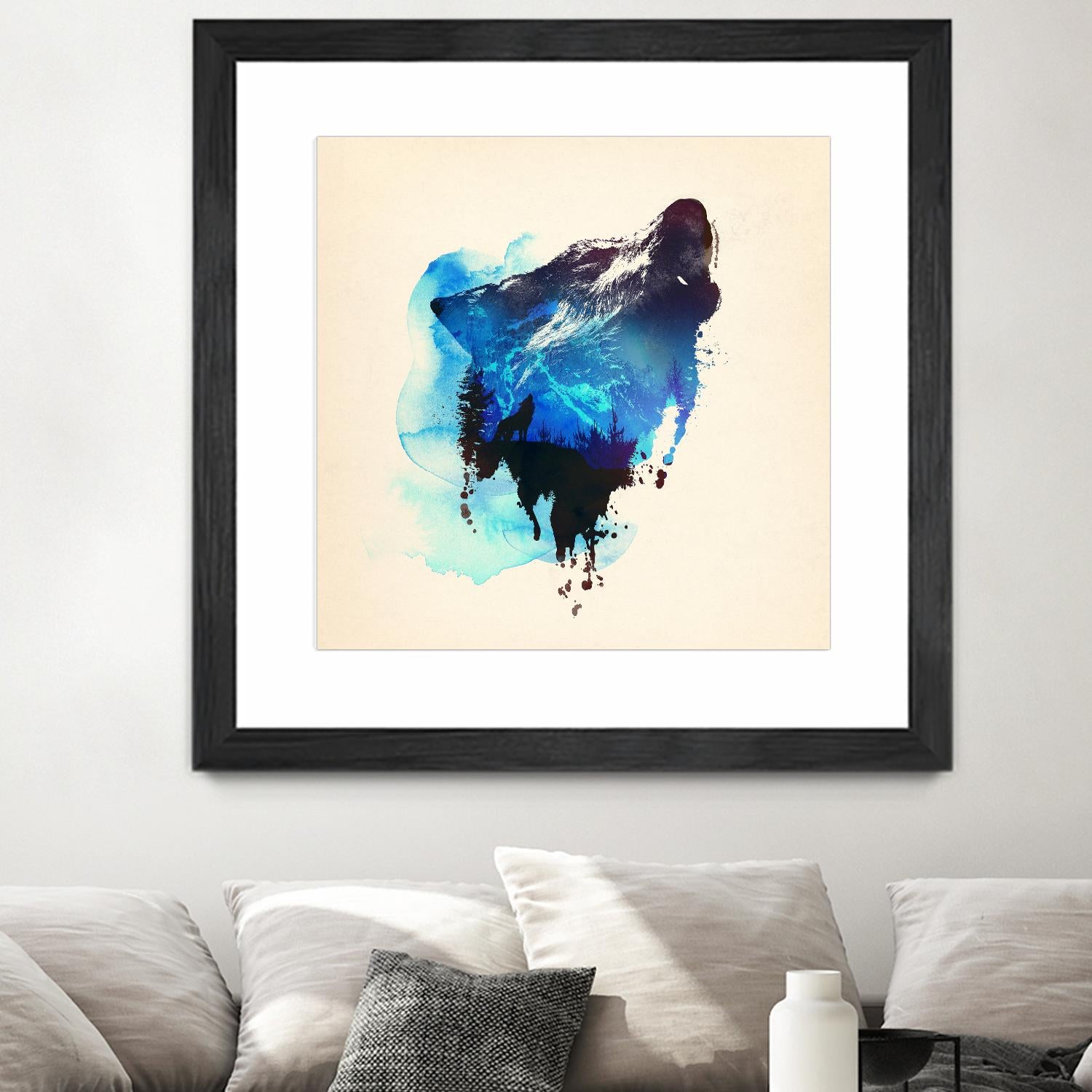 Alone as a Wolf by Robert Farkas on GIANT ART - blue animals