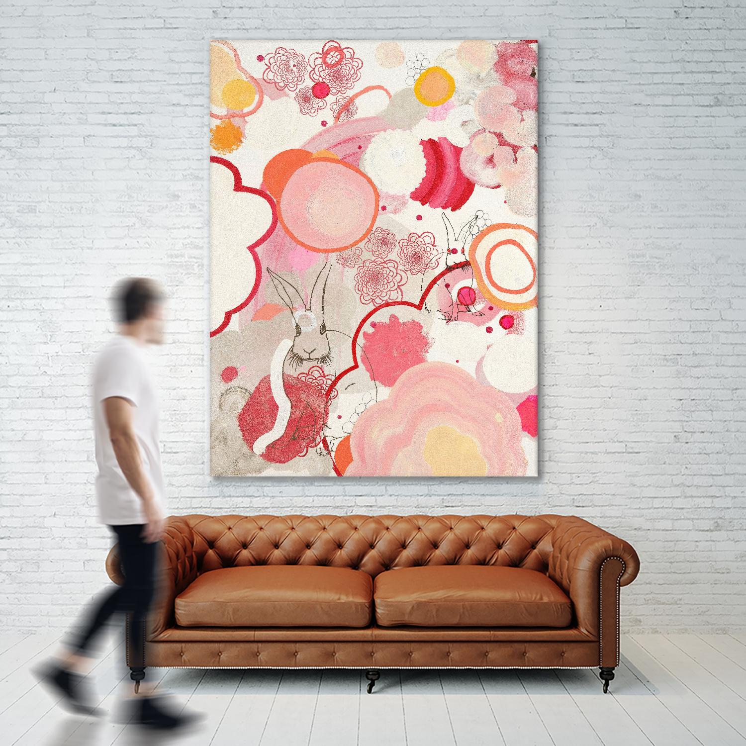 Funny Bunnies Come To The Party by Maggie Kleinpeter on GIANT ART - multicolor abstracts; contemporary