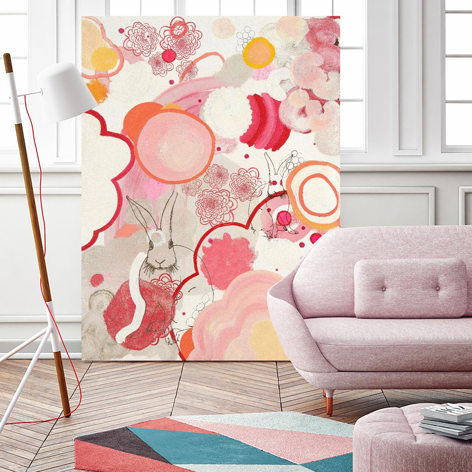 Funny Bunnies Come To The Party by Maggie Kleinpeter on GIANT ART - multicolor abstracts; contemporary