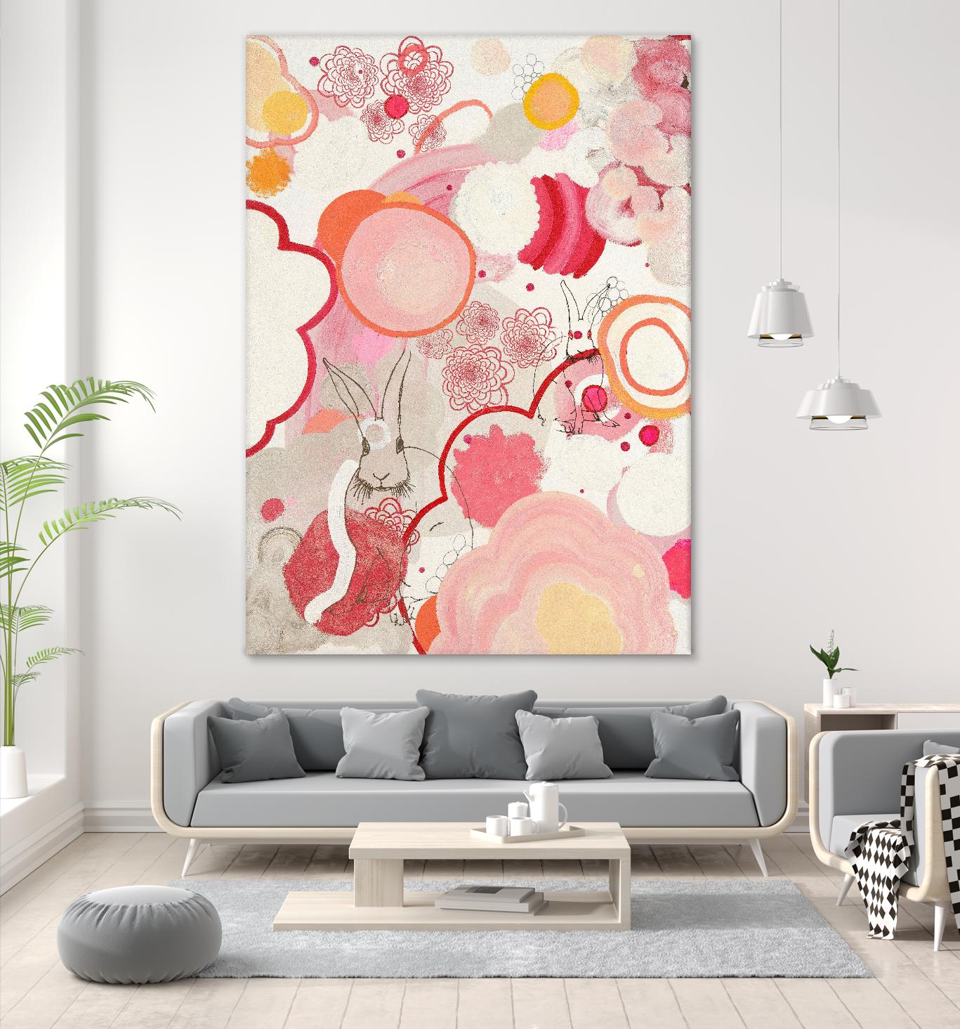 Funny Bunnies Come To The Party by Maggie Kleinpeter on GIANT ART - multicolor abstracts; contemporary