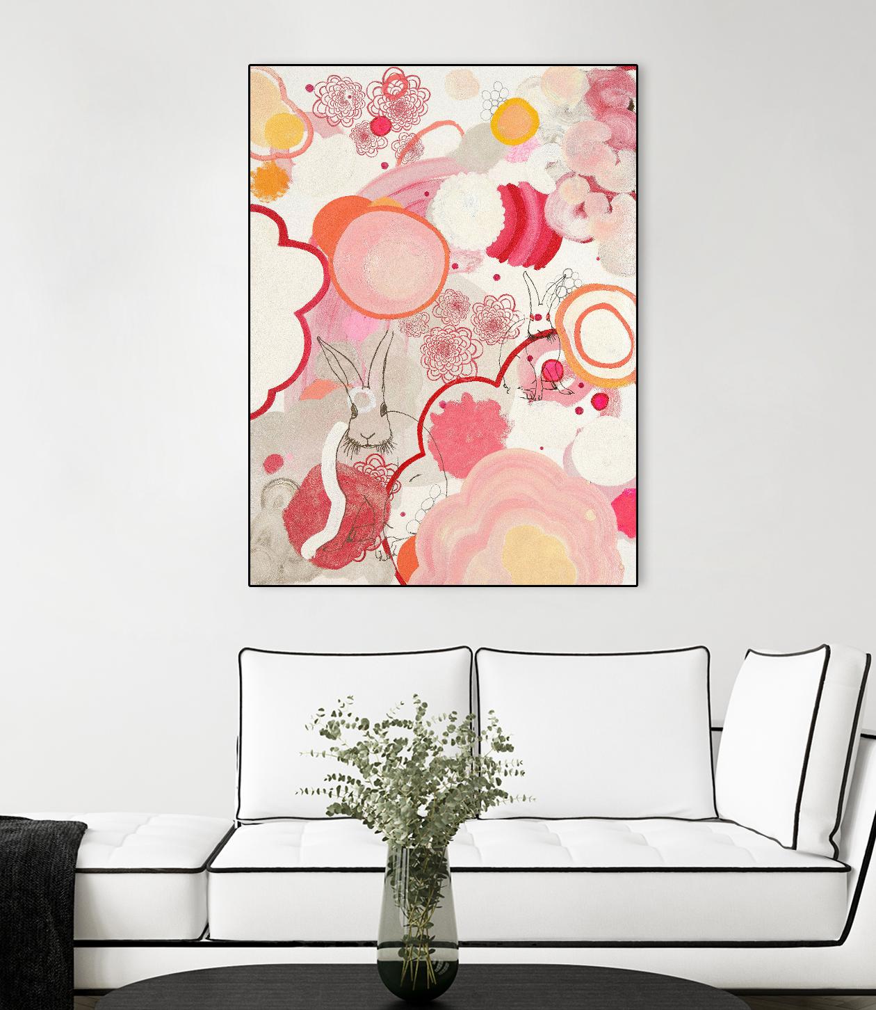 Funny Bunnies Come To The Party by Maggie Kleinpeter on GIANT ART - multicolor abstracts; contemporary