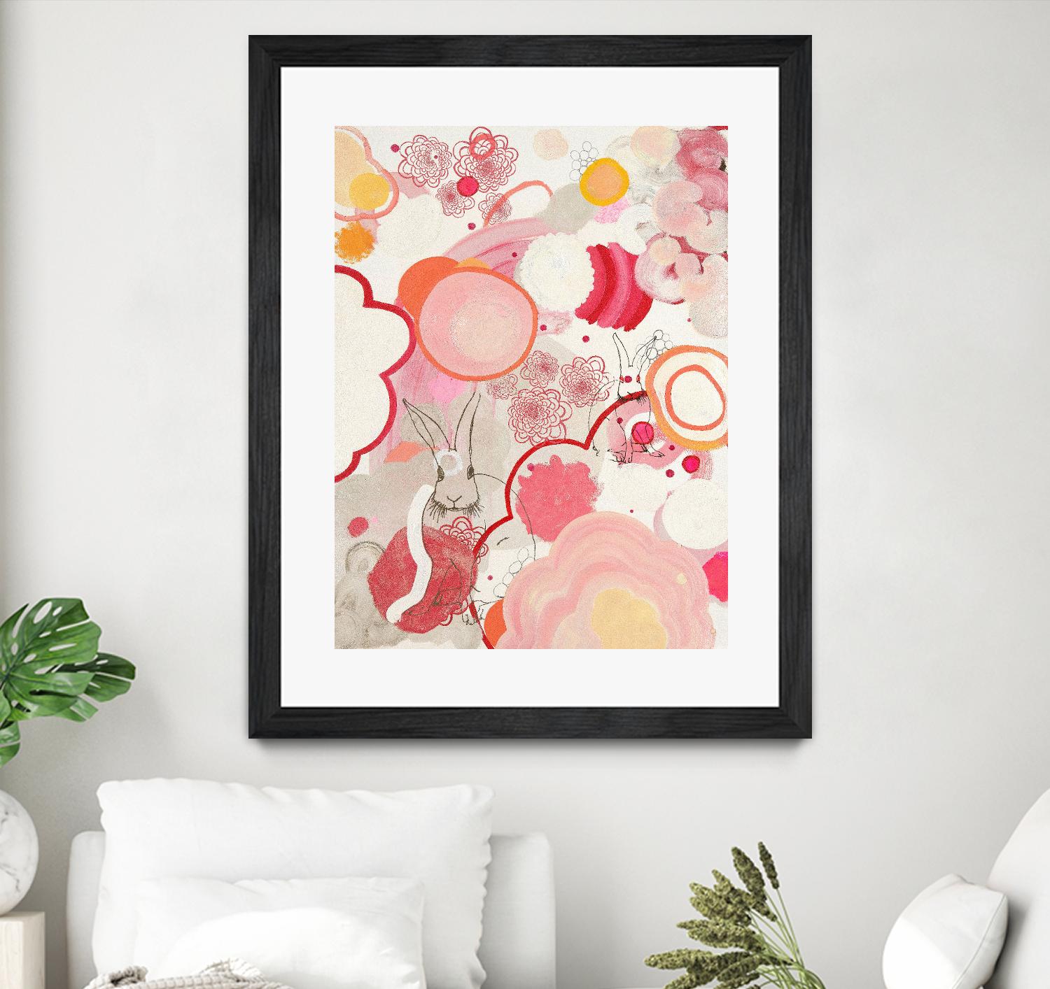 Funny Bunnies Come To The Party by Maggie Kleinpeter on GIANT ART - multicolor abstracts; contemporary