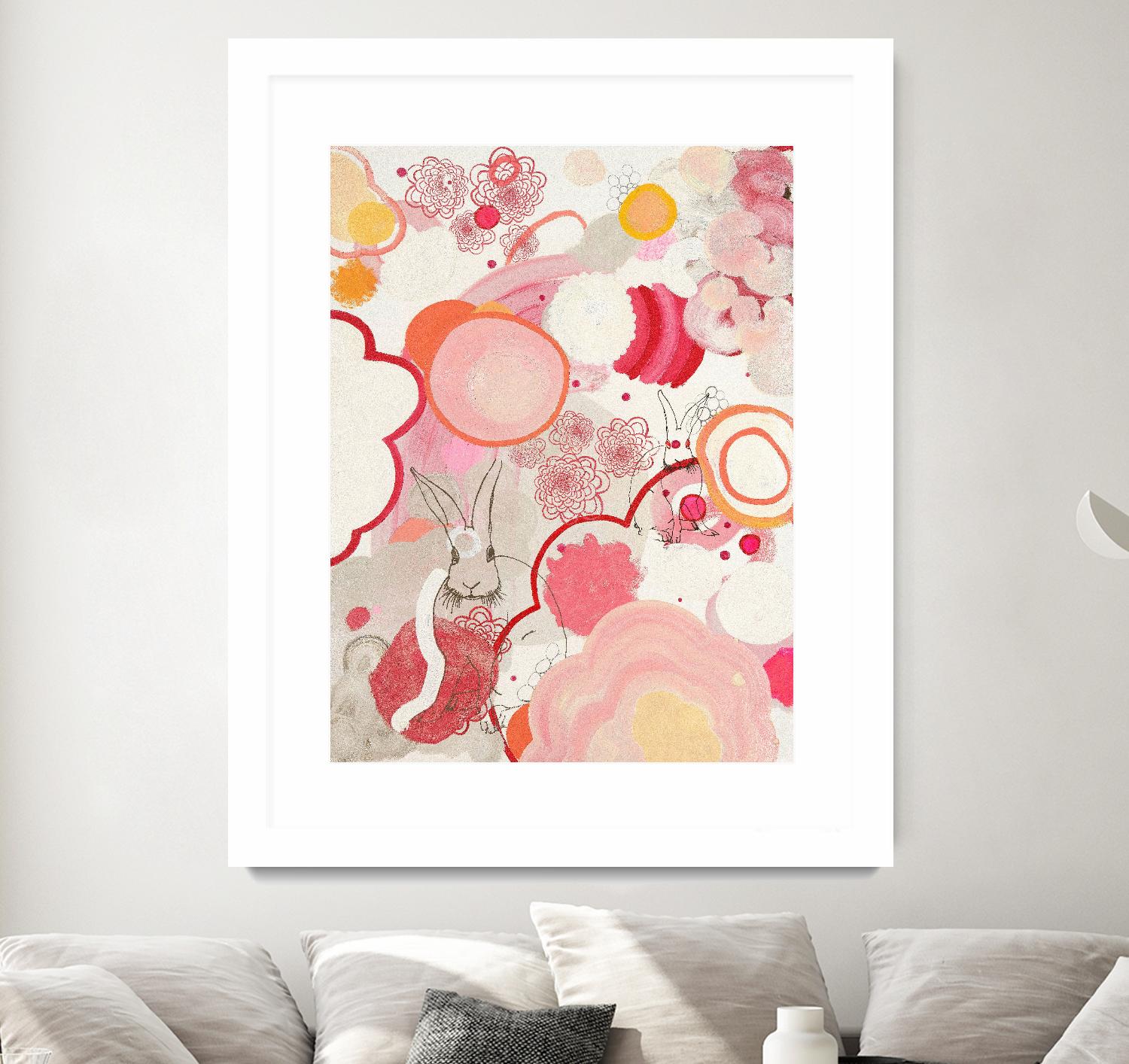 Funny Bunnies Come To The Party by Maggie Kleinpeter on GIANT ART - multicolor abstracts; contemporary