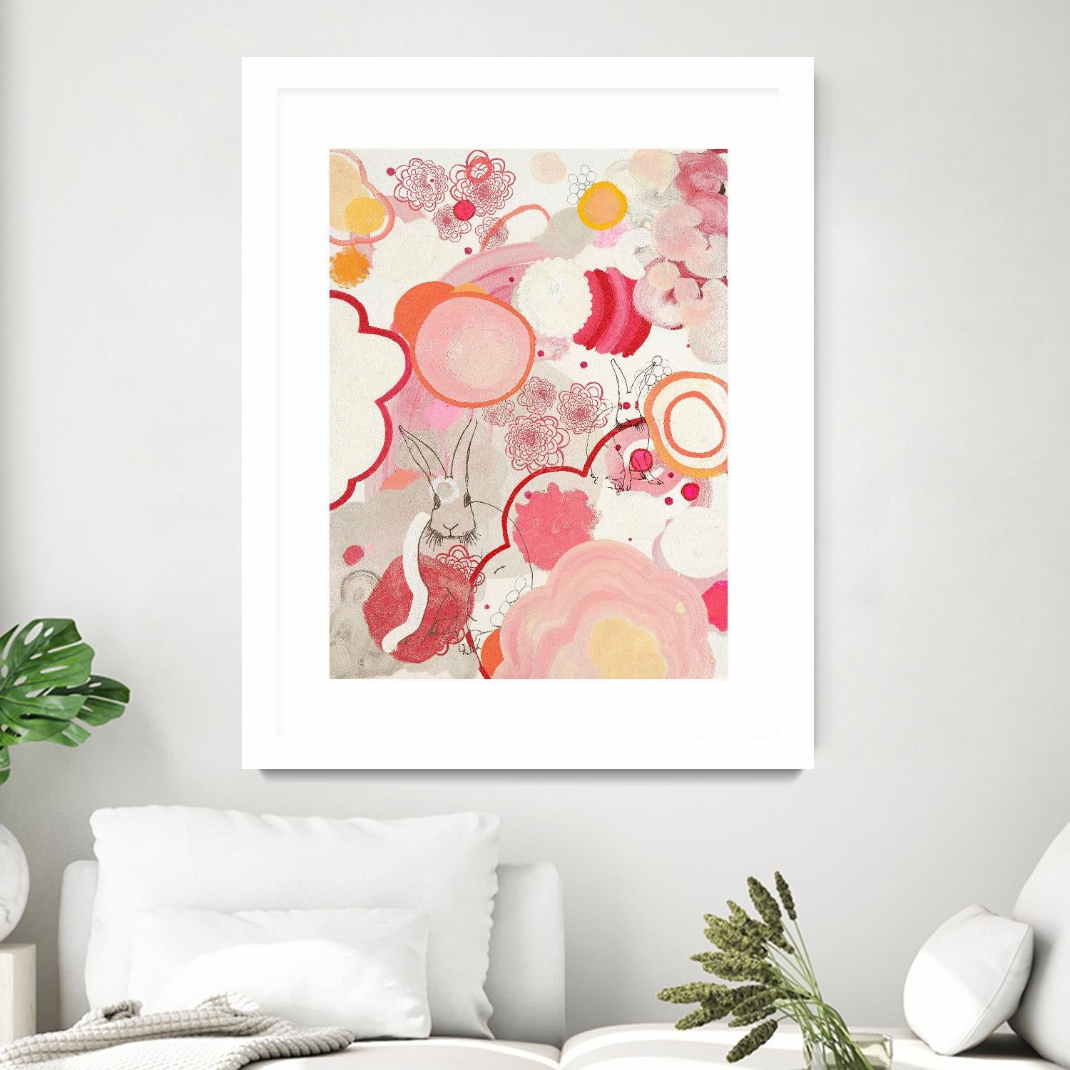 Funny Bunnies Come To The Party by Maggie Kleinpeter on GIANT ART - multicolor abstracts; contemporary