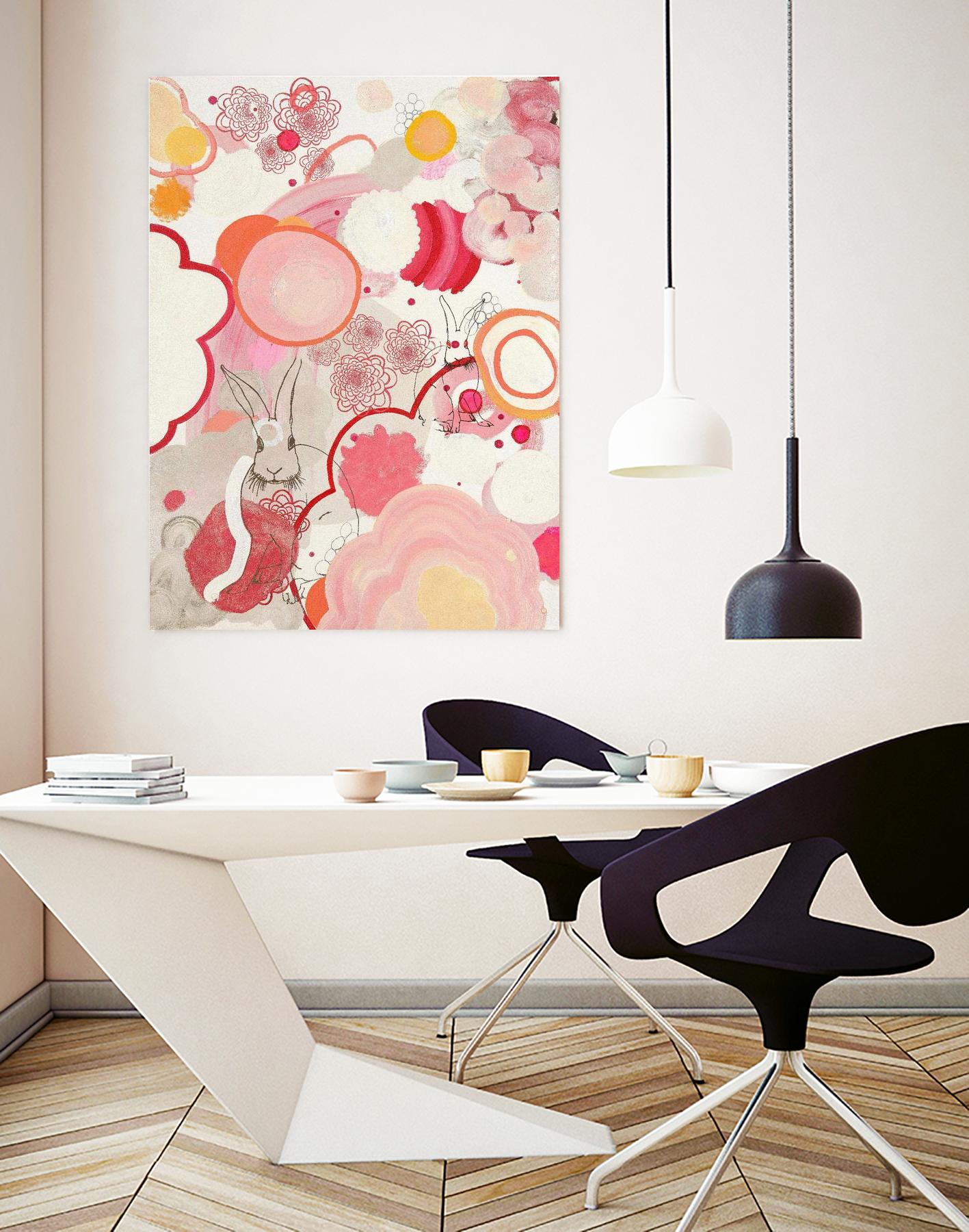 Funny Bunnies Come To The Party by Maggie Kleinpeter on GIANT ART - multicolor abstracts; contemporary