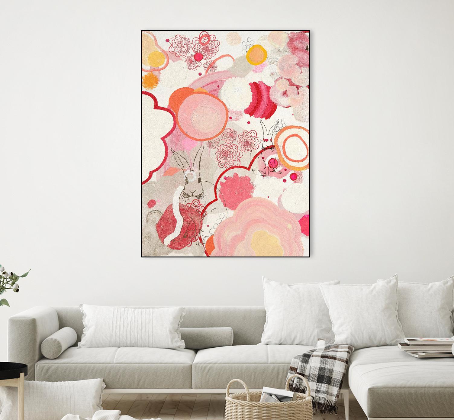 Funny Bunnies Come To The Party by Maggie Kleinpeter on GIANT ART - multicolor abstracts; contemporary