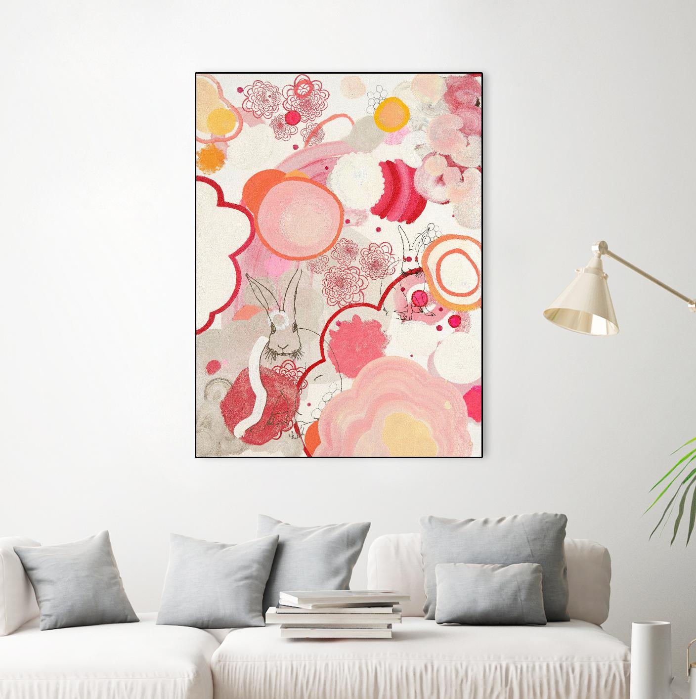 Funny Bunnies Come To The Party by Maggie Kleinpeter on GIANT ART - multicolor abstracts; contemporary