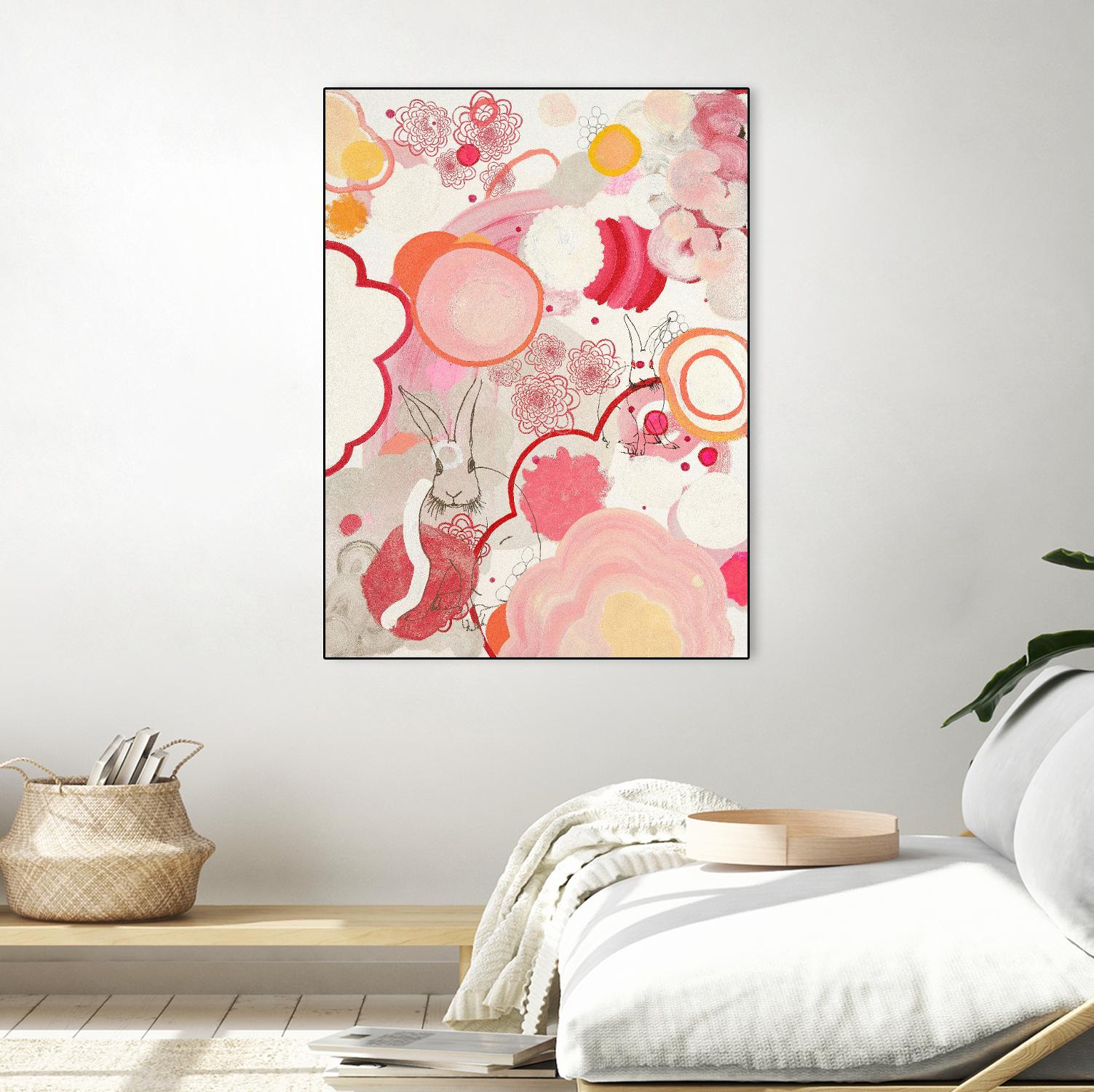 Funny Bunnies Come To The Party by Maggie Kleinpeter on GIANT ART - multicolor abstracts; contemporary