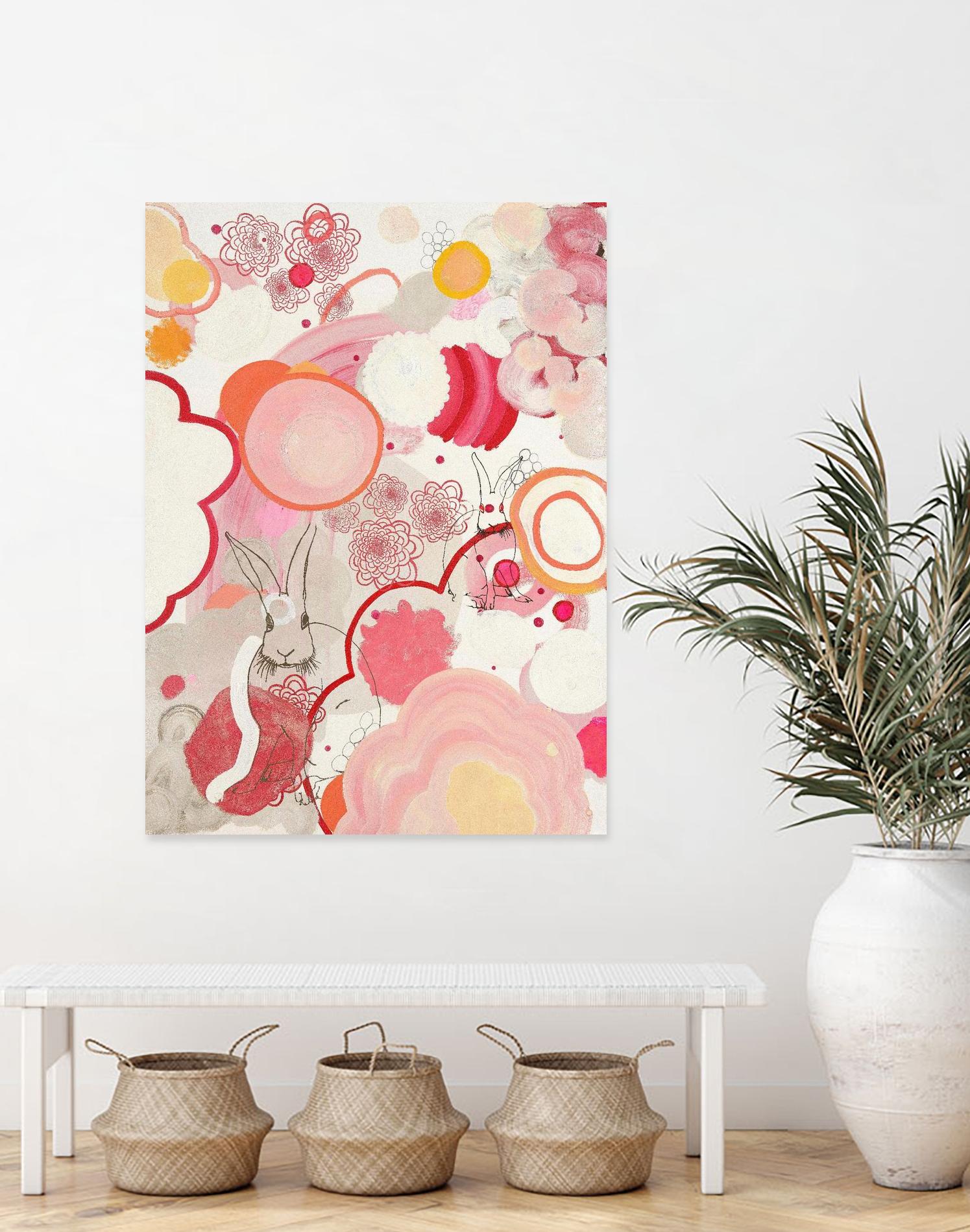 Funny Bunnies Come To The Party by Maggie Kleinpeter on GIANT ART - multicolor abstracts; contemporary