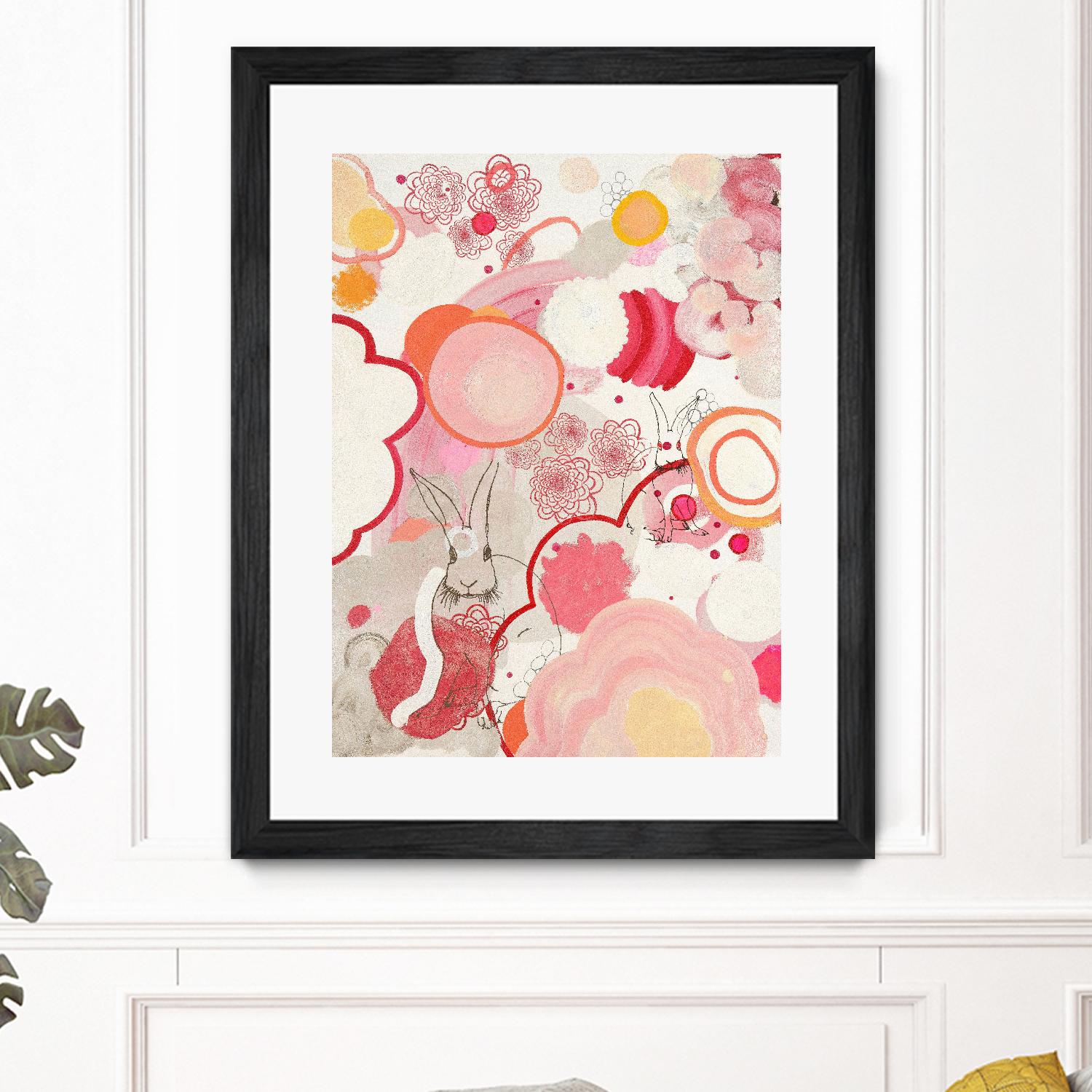 Funny Bunnies Come To The Party by Maggie Kleinpeter on GIANT ART - multicolor abstracts; contemporary