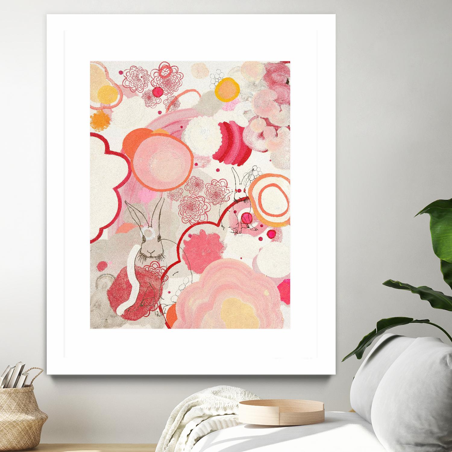 Funny Bunnies Come To The Party by Maggie Kleinpeter on GIANT ART - multicolor abstracts; contemporary