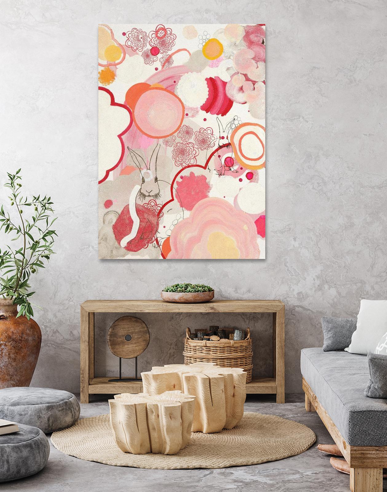 Funny Bunnies Come To The Party by Maggie Kleinpeter on GIANT ART - multicolor abstracts; contemporary