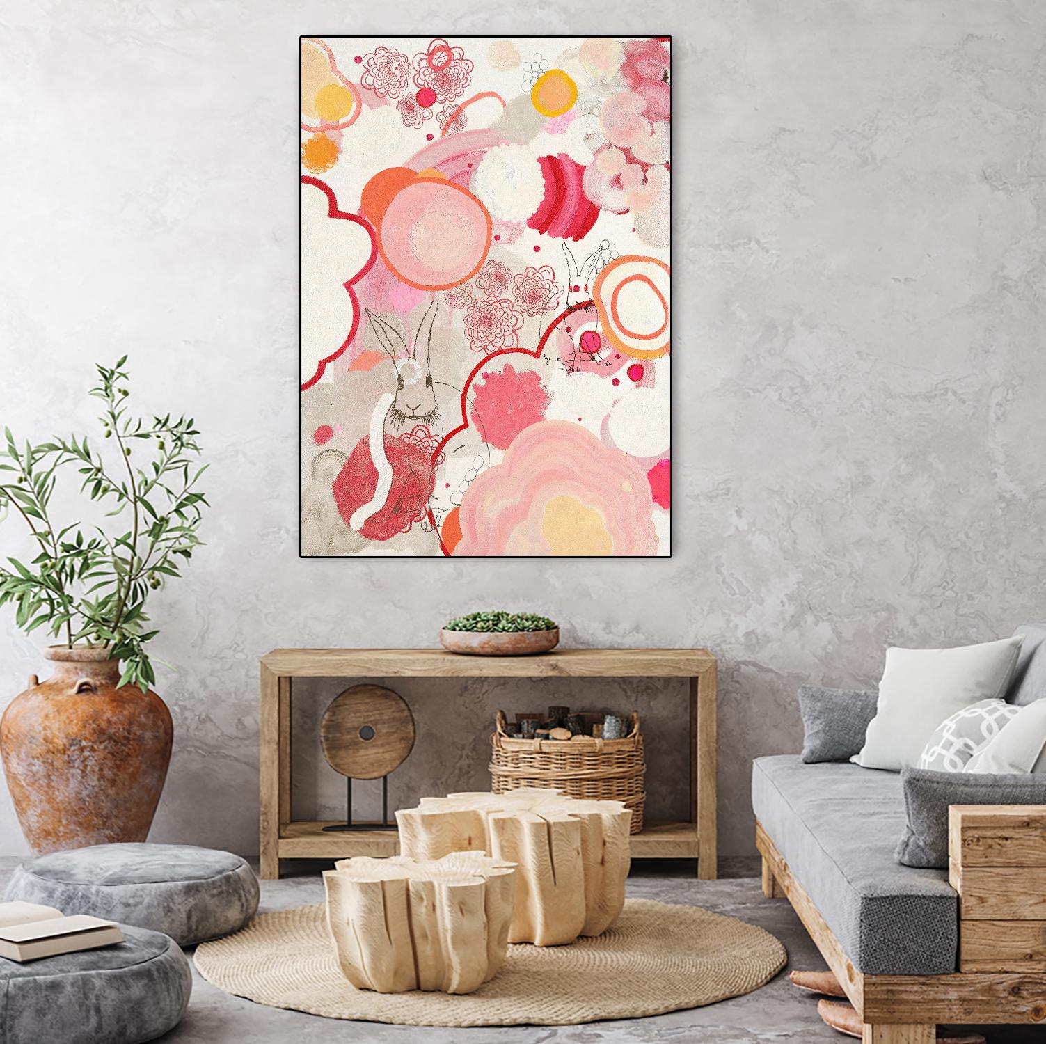 Funny Bunnies Come To The Party by Maggie Kleinpeter on GIANT ART - multicolor abstracts; contemporary