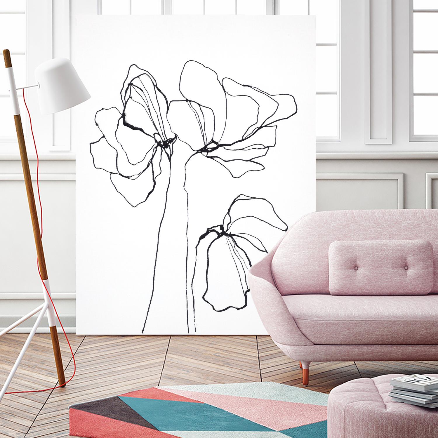 Fine Line 6 by Design Fabrikken on GIANT ART - black,white contemporary, floral/still life, flowers