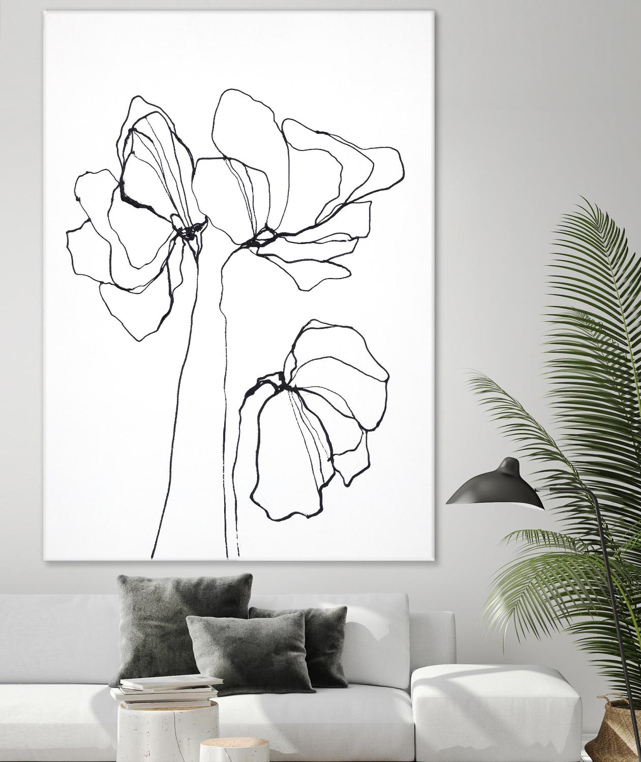 Fine Line 6 by Design Fabrikken on GIANT ART - black,white contemporary, floral/still life, flowers