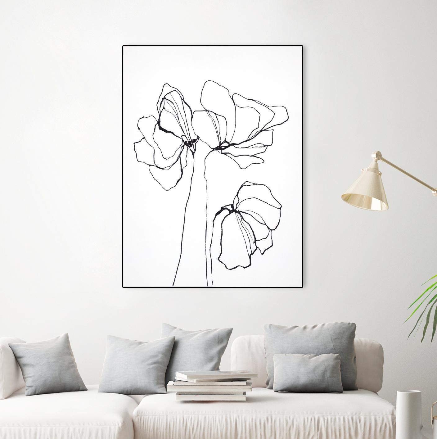 Fine Line 6 by Design Fabrikken on GIANT ART - black,white contemporary, floral/still life, flowers