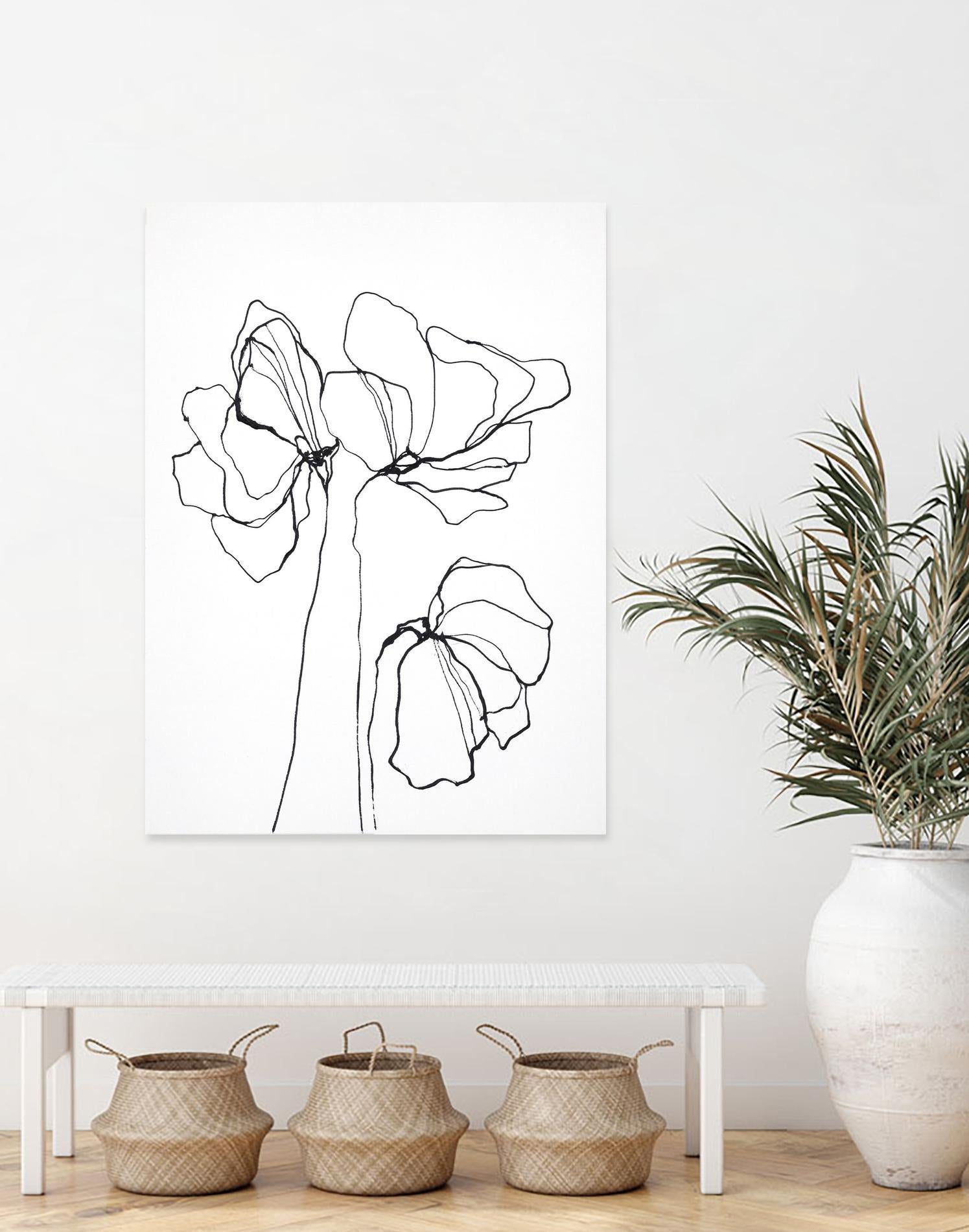 Fine Line 6 by Design Fabrikken on GIANT ART - black,white contemporary, floral/still life, flowers