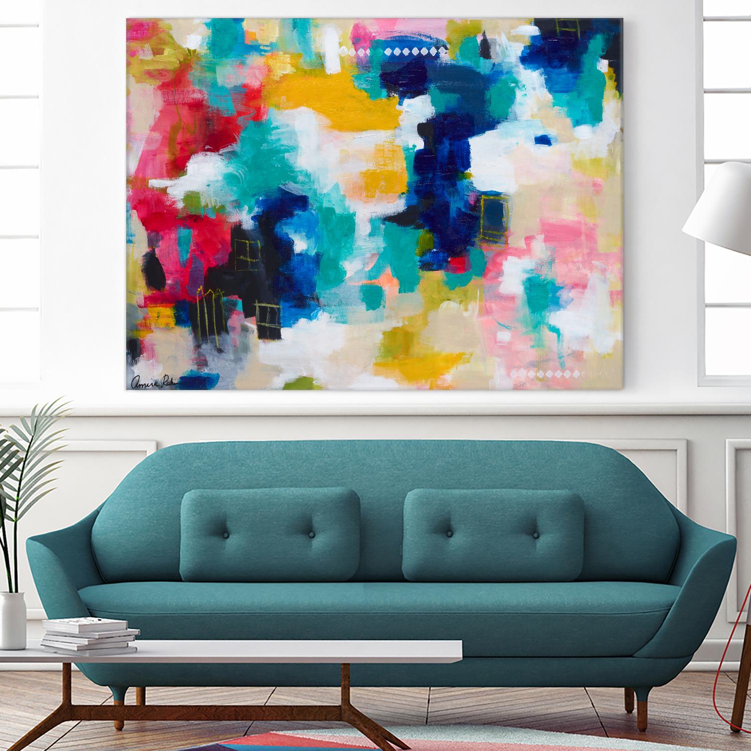 House with a Picket Fence by Amira Rahim on GIANT ART - pink abstract