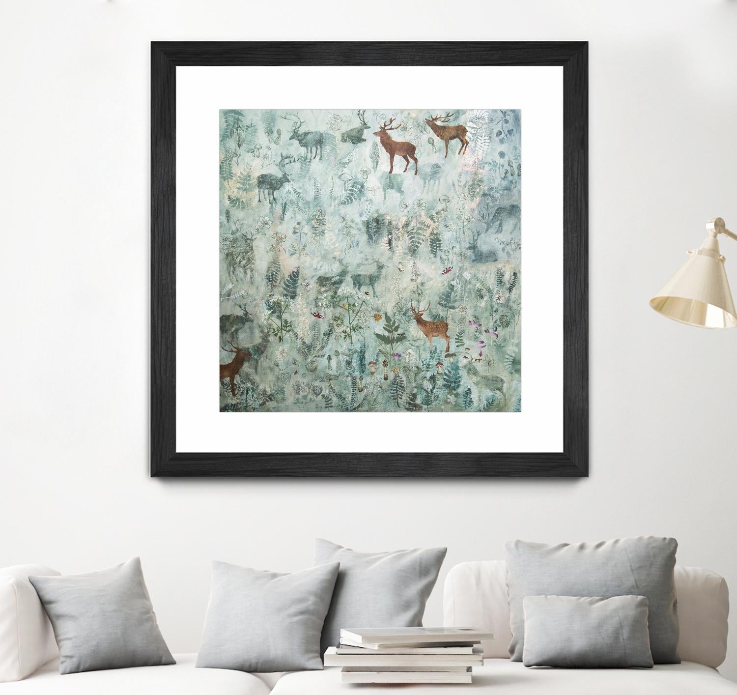 Stags in Mist by Dawn Stacey on GIANT ART - multicolor contemporary; animals