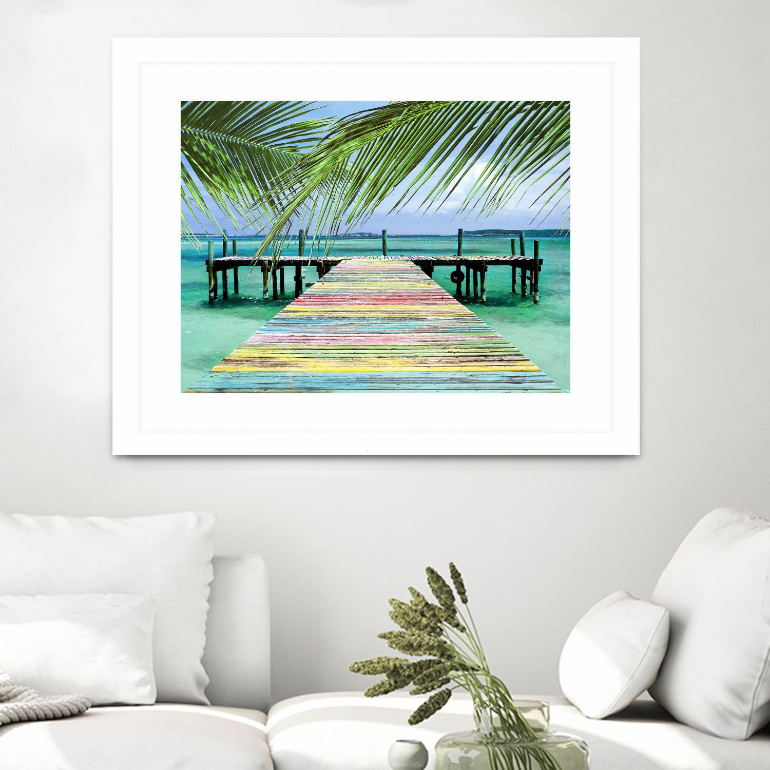 Rainbow Dock by Steve Vaughn on GIANT ART - multicolor photography; landscapes; coastal